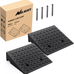 Nilight Rampas de bordillo de goma, rampa de umbral de goma resistente de altura de 4.7 pulgadas, rampas portátiles de entrada para autos, sillas de Nilight Rampas de bordillo de goma, rampa de umbral de goma resistente de altura de 4.7 pulgadas, rampas portátiles de entrada para autos, sillas de