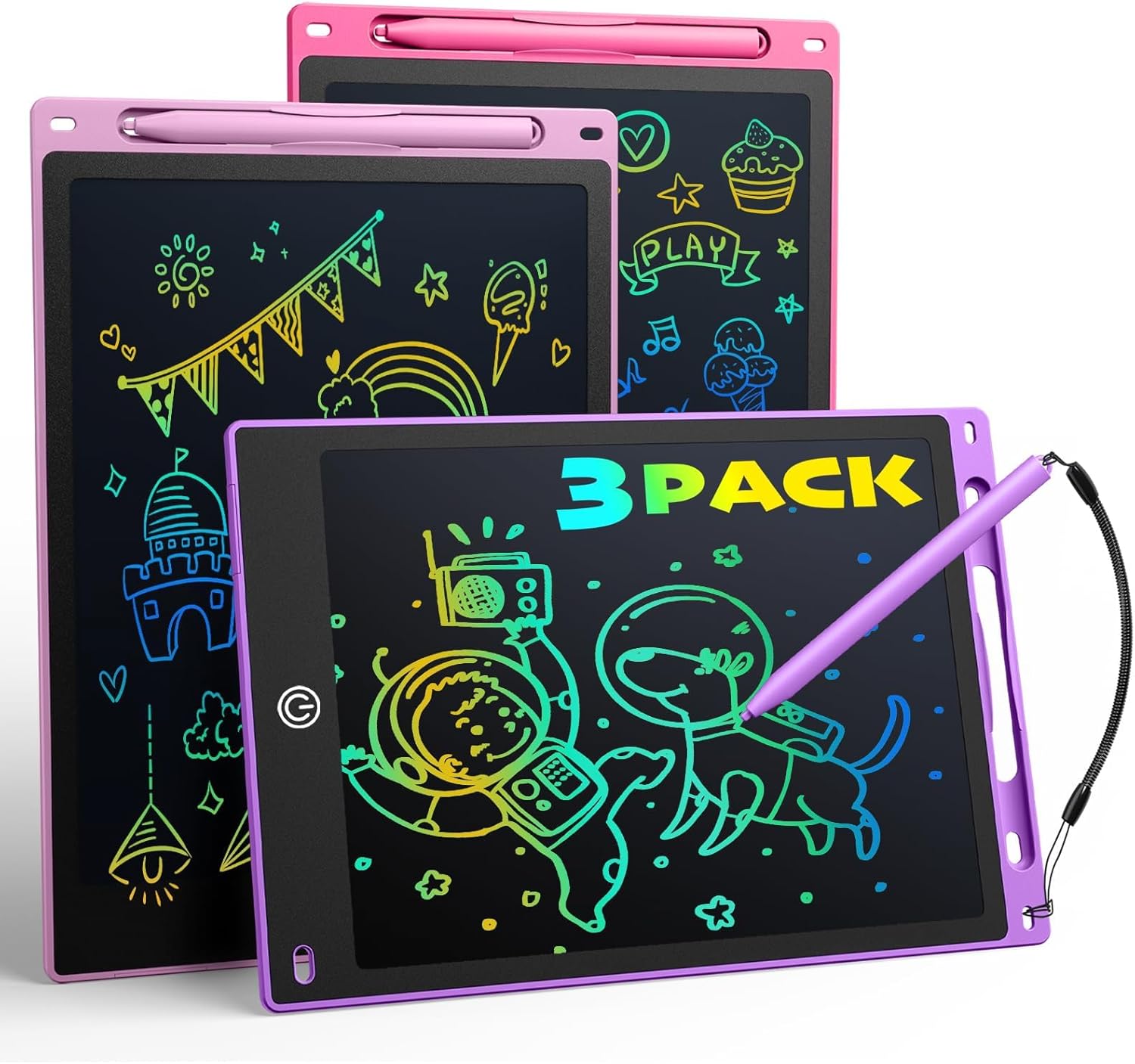 Dirrelo LCD Writing Tablet for Kids, Toddler Toys Drawing Tablet Doodle Board 3 Pack 10inch Drawing Writing Tablet Pad, Girls Boys Birthday Gifts
