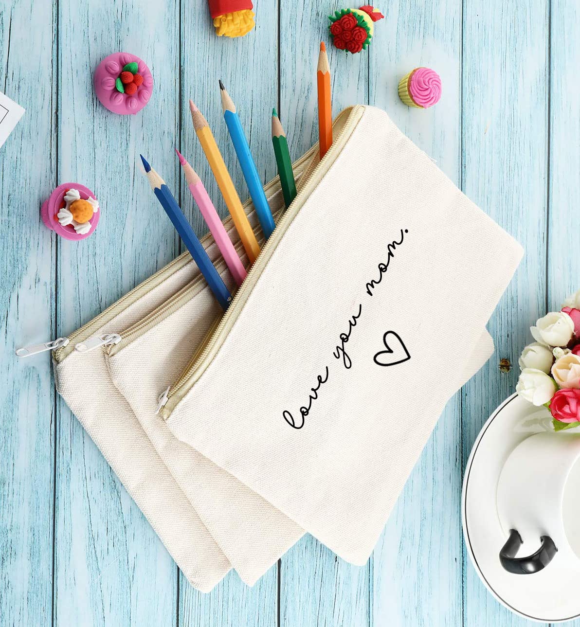 Love You Sister, Love You Mom, Love You Friend, Sending Love, Cosmetic Bag, Makeup Pouch, Gift For Her