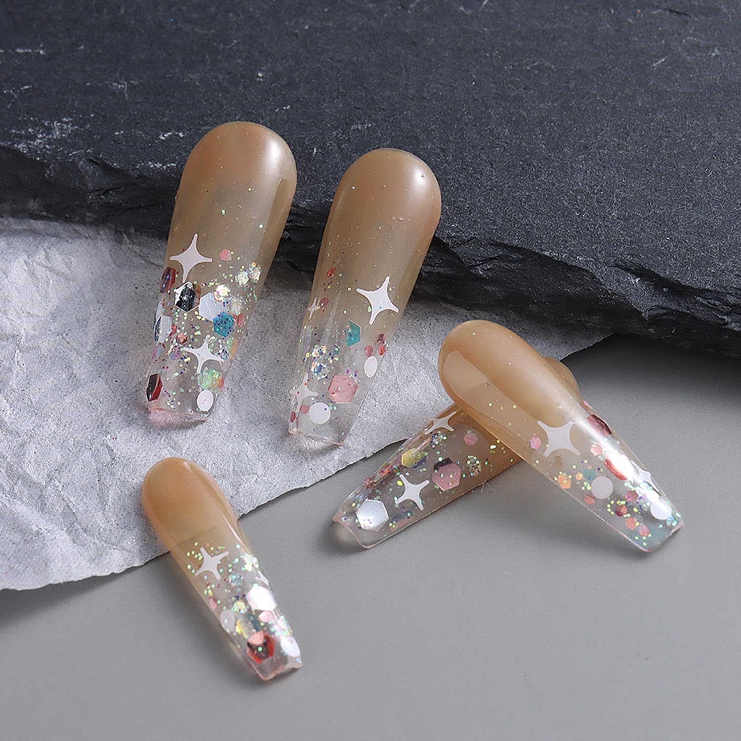 12 rejillas hexagonales de corazón con purpurina para uñas, lentejuelas holográficas de sirena, multicolor, diseño de copos de uñas, dijes de uñas