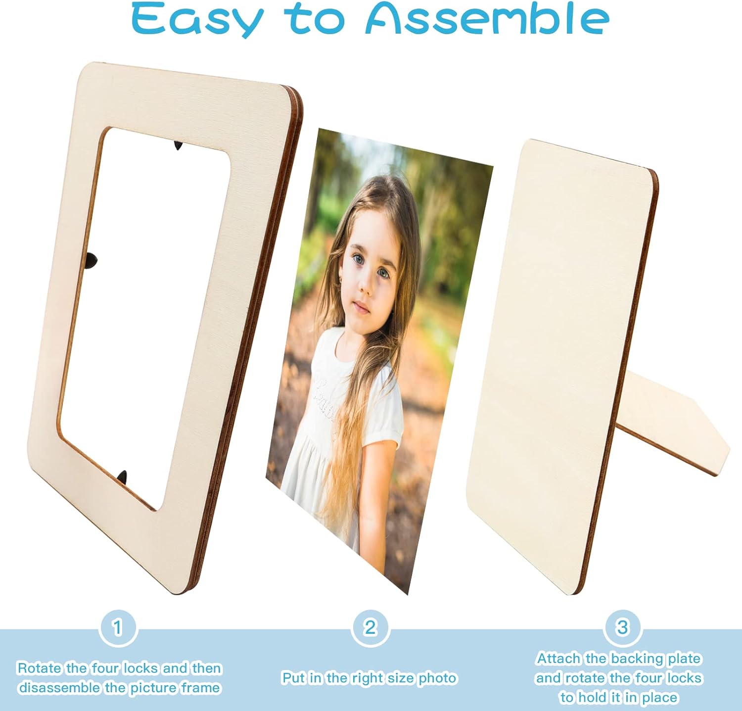ZYNERY – Paquete de 12 marcos de fotos, kit de manualidades de 7.5 x 5.5 pulgadas, marcos de fotos de madera sin terminar con juego de herramientas