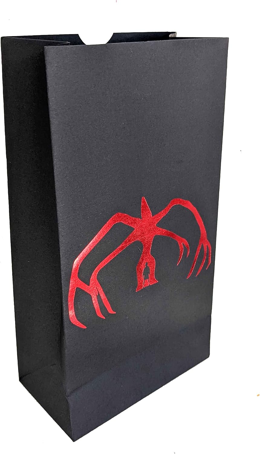 Stranger Black Party – Bolsas de papel de papel con papel de aluminio rojo, tema extraño, paquete de 24, 4.5 x 7.5 pulgadas