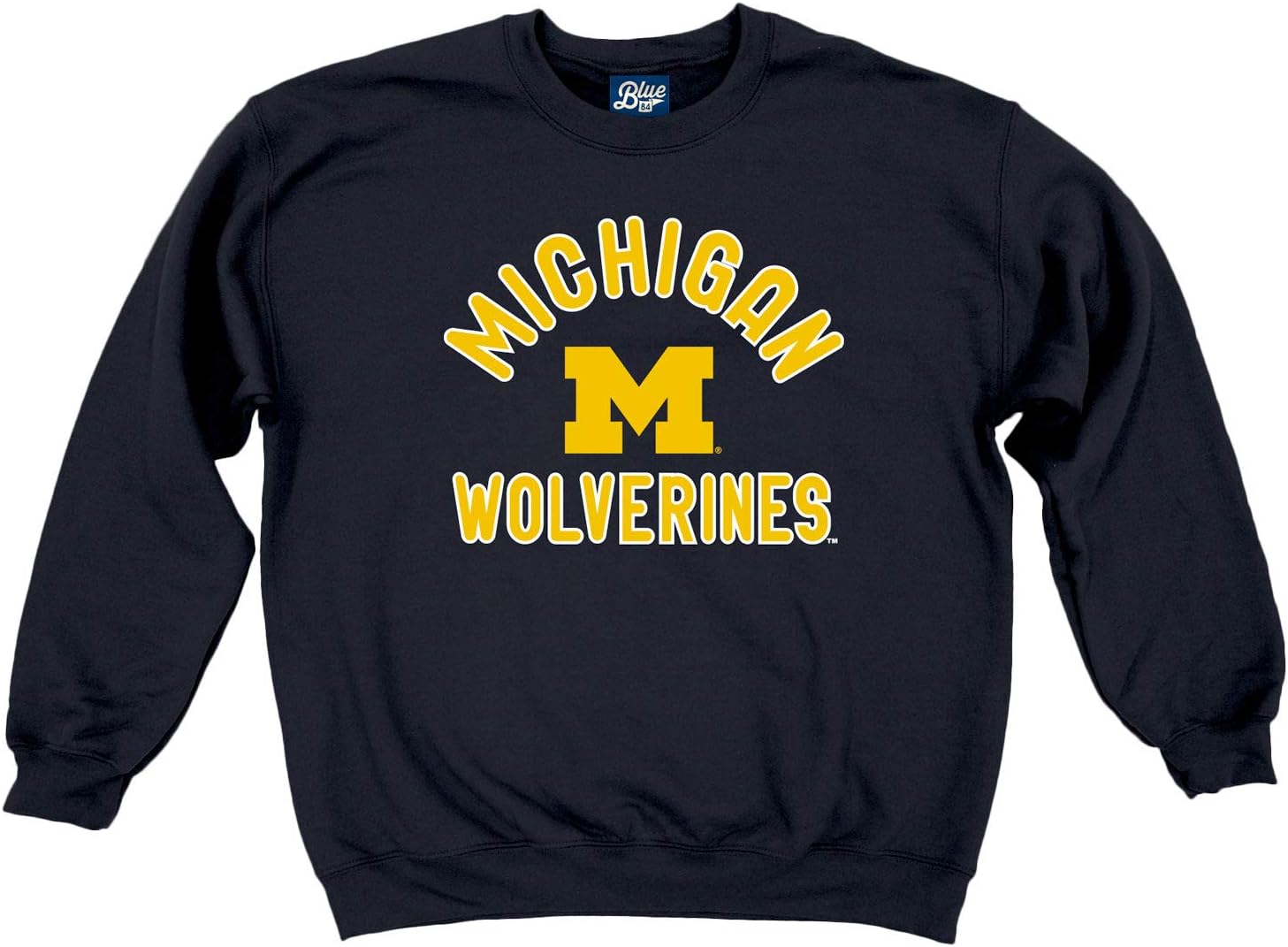 Blue 84 Sudadera de cuello redondo de los Michigan Wolverines para hombre, color del equipo, azul marino Michigan Wolverines, talla L