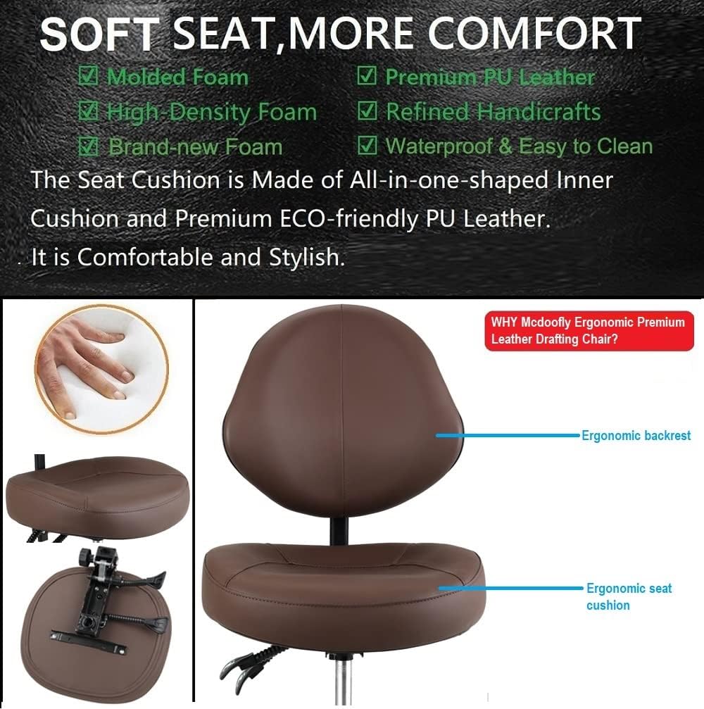 Silla ergonómica de dibujo con respaldo, silla de oficina alta para escritorio de pie, anillo ajustable para el pie, taburetes giratorios para