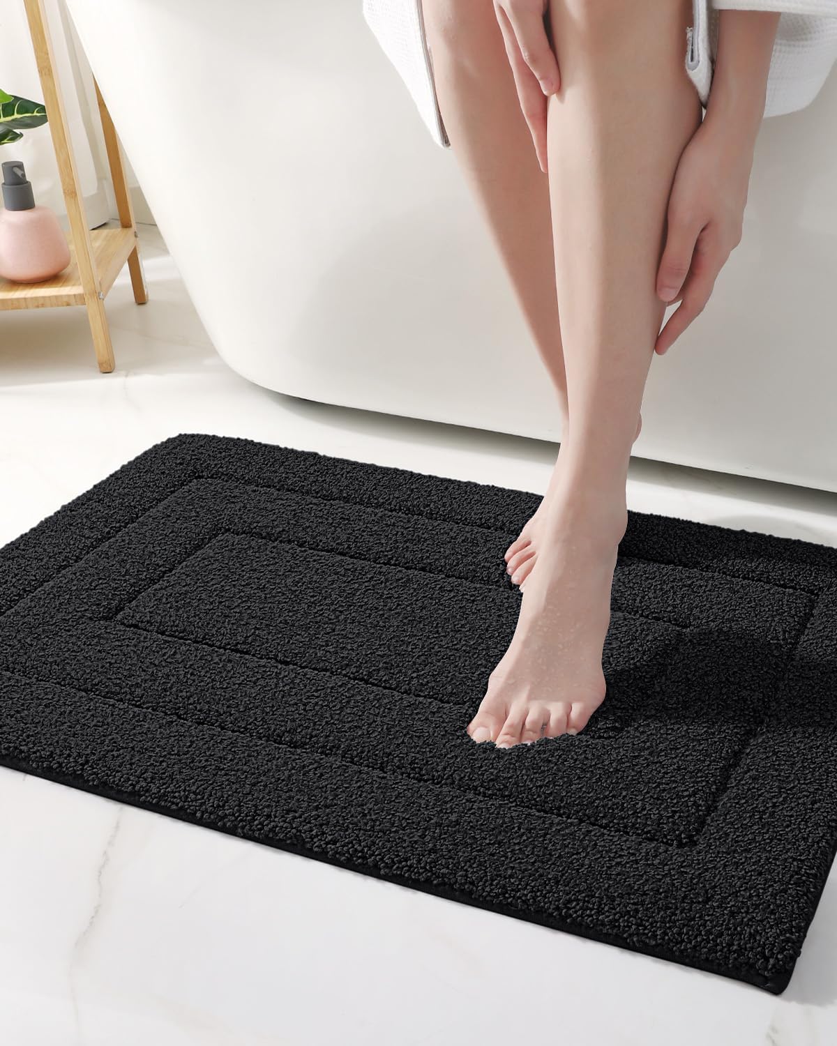 DEXI Alfombra de baño, extra suave, absorbente, de alta calidad, antideslizante, cómoda, alfombra para bañera, ducha, baño, lavable a máquina, 20 x