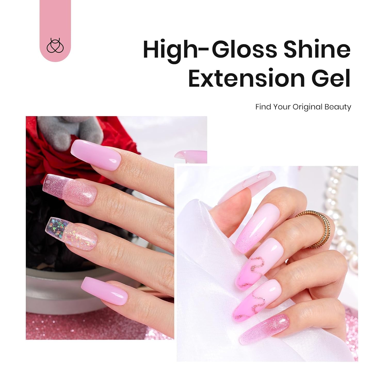 Beetles – Kit de gel de extensión de uñas de 12 colores, transparente, rosa, morado, marrón, purpurina neutra, kit de gel de extensión de uñas, gel