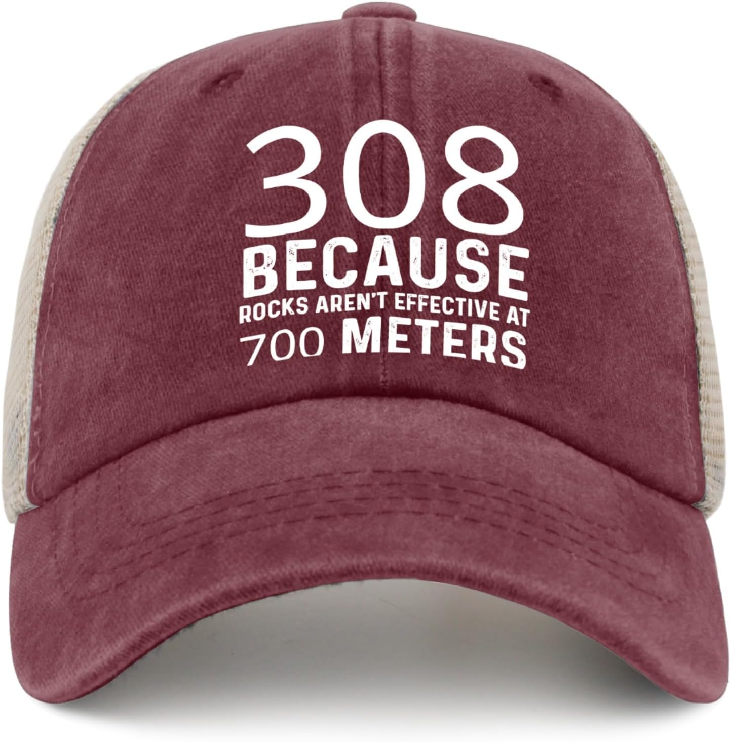 Dad Hat 308 Because Rocks Not Effective at 700 Meters Trucker Hat Men Gorra de malla vintage para verano