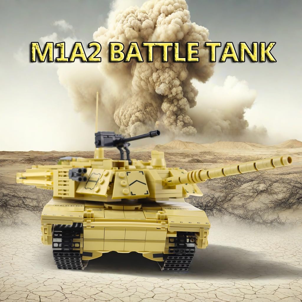 Juguetes de construcción militares para niños, 1053 piezas del ejército de los Estados Unidos M1A2 tanque de batalla principal, bloques de