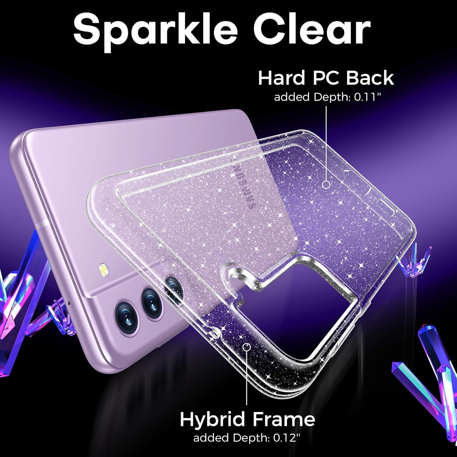 Rayboen Funda para Samsung Galaxy S21 FE 5G con purpurina, a prueba de golpes, funda protectora para Galaxy S21 FE, bonita funda brillante brillante