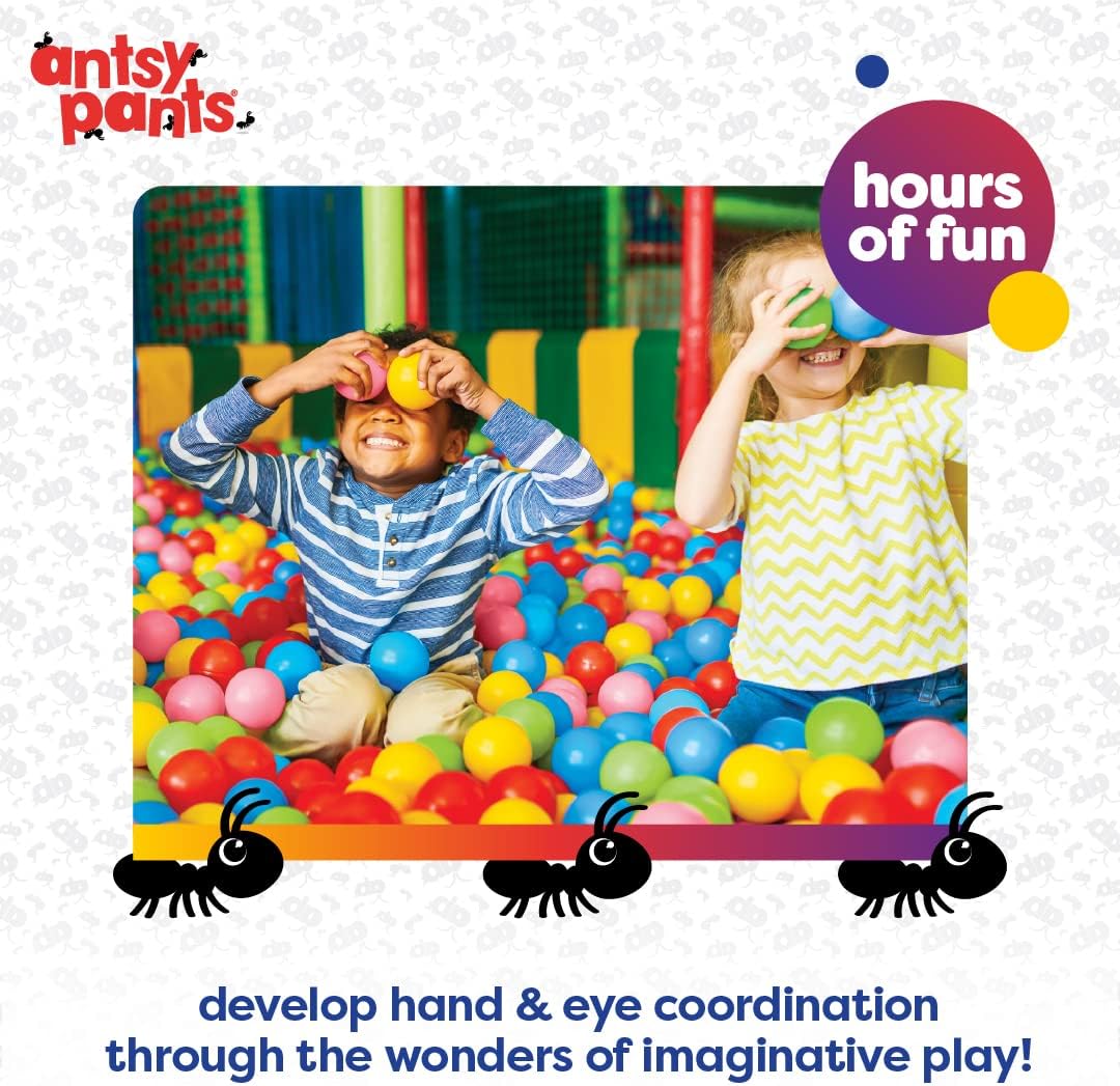 Flybar Pantalones Antsy  Pelotas para pozo de bolas, pozo de pelotas para niños pequeños de 1 a 3 años, materiales no tóxicos, ligeros, 5 colores,