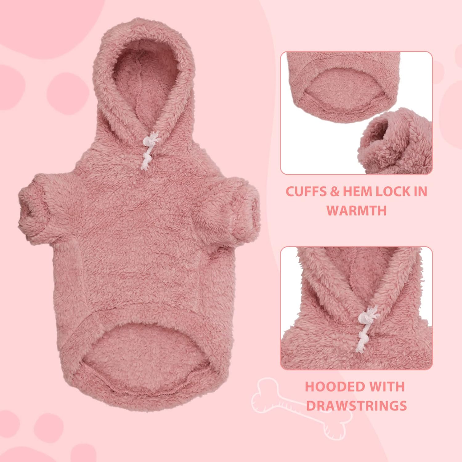 Sudadera con capucha para perro, ropa para perro, ropa para perro, abrigos, suaves, acogedores, sudadera con capucha de forro polar para perros