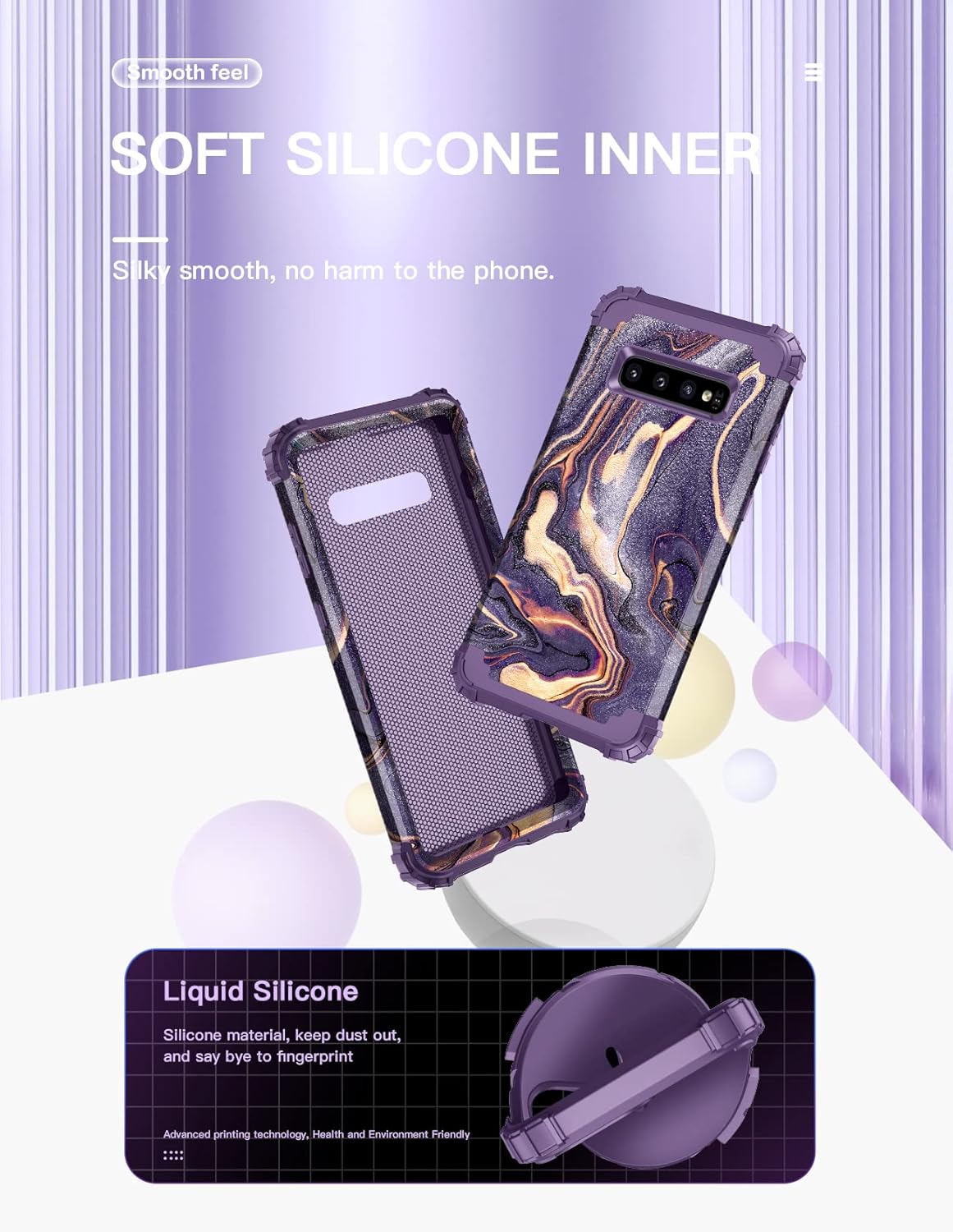 LONTECT Funda protectora para Galaxy S10 de tres capas de mármol, a prueba de golpes, resistente, duradera, para niñas y mujeres, para Samsung