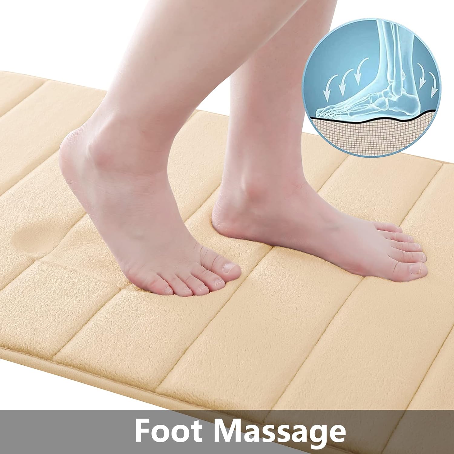 Tapetes de baño de espuma viscoelástica suaves, antideslizantes y absorbentes, con forro trasero de goma, tapete largo para suelo de cocino y baño,