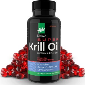Daiwa Super Krill Oil 1000mg cápsulas blandas con Superba Boost – Suplemento EPA DHA Omega 3 6 9 con astaxantina para la salud de las Daiwa Super Krill Oil 1000mg cápsulas blandas con Superba Boost – Suplemento EPA DHA Omega 3 6 9 con astaxantina para la salud de las