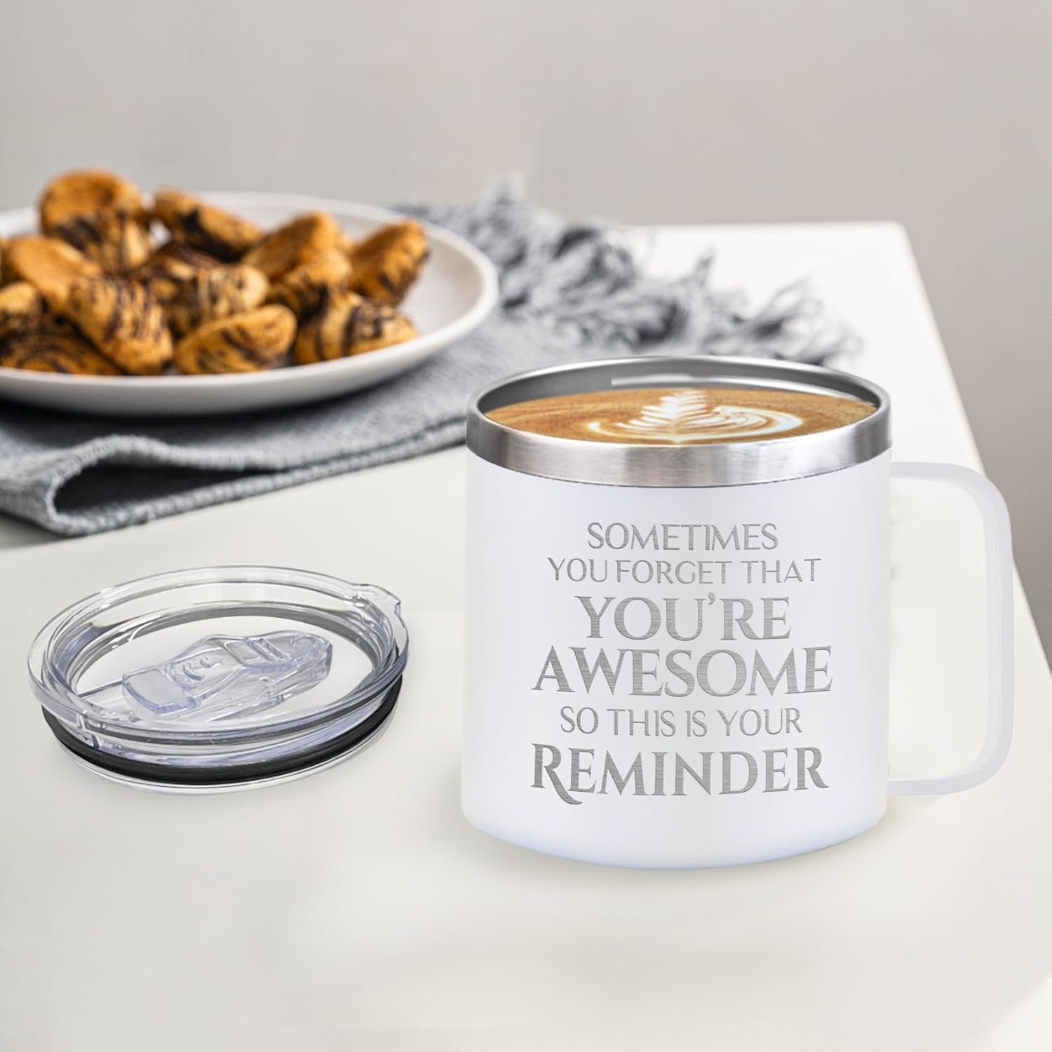 ELEGANTPARK Regalos inspiradores para mujeres, taza de café con texto en inglés Sometimes You Forget You’re Awesome Coffee, regalos de