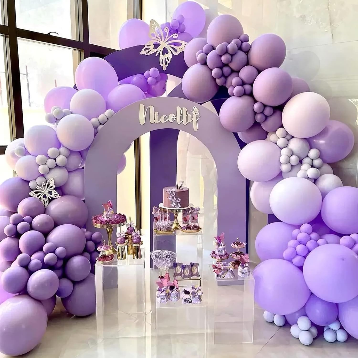 Kit de guirnalda de globos de doble relleno, 70 globos de látex de 10 pulgadas para baby shower, boda, princesa, decoración de fiesta de cumpleaños