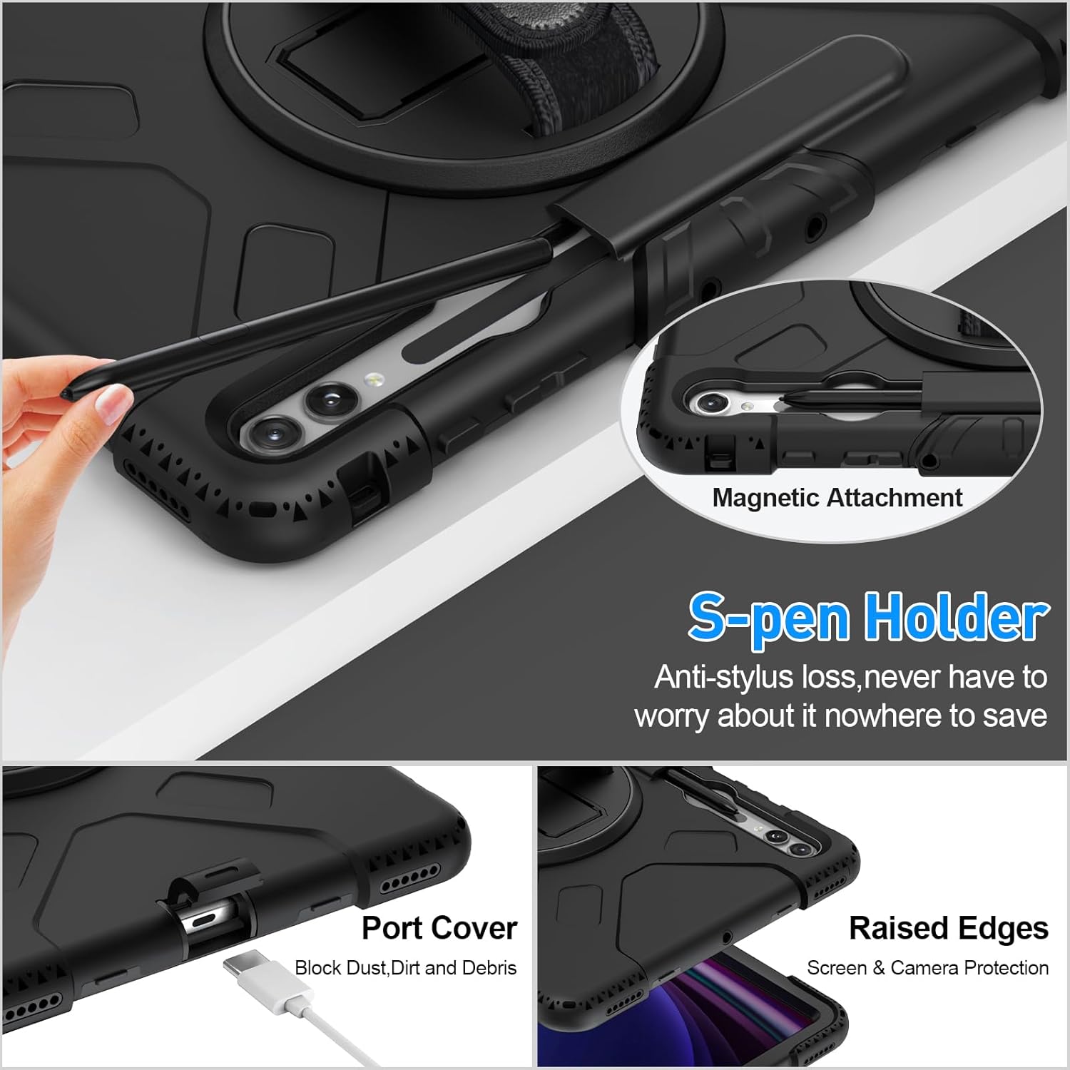 SUPFIVES Funda para Samsung Galaxy Tab S9 Plus de 12.4 pulgadas 2023 funda protectora militar mejorada a prueba de golpes para tableta S9 Plus 12.4