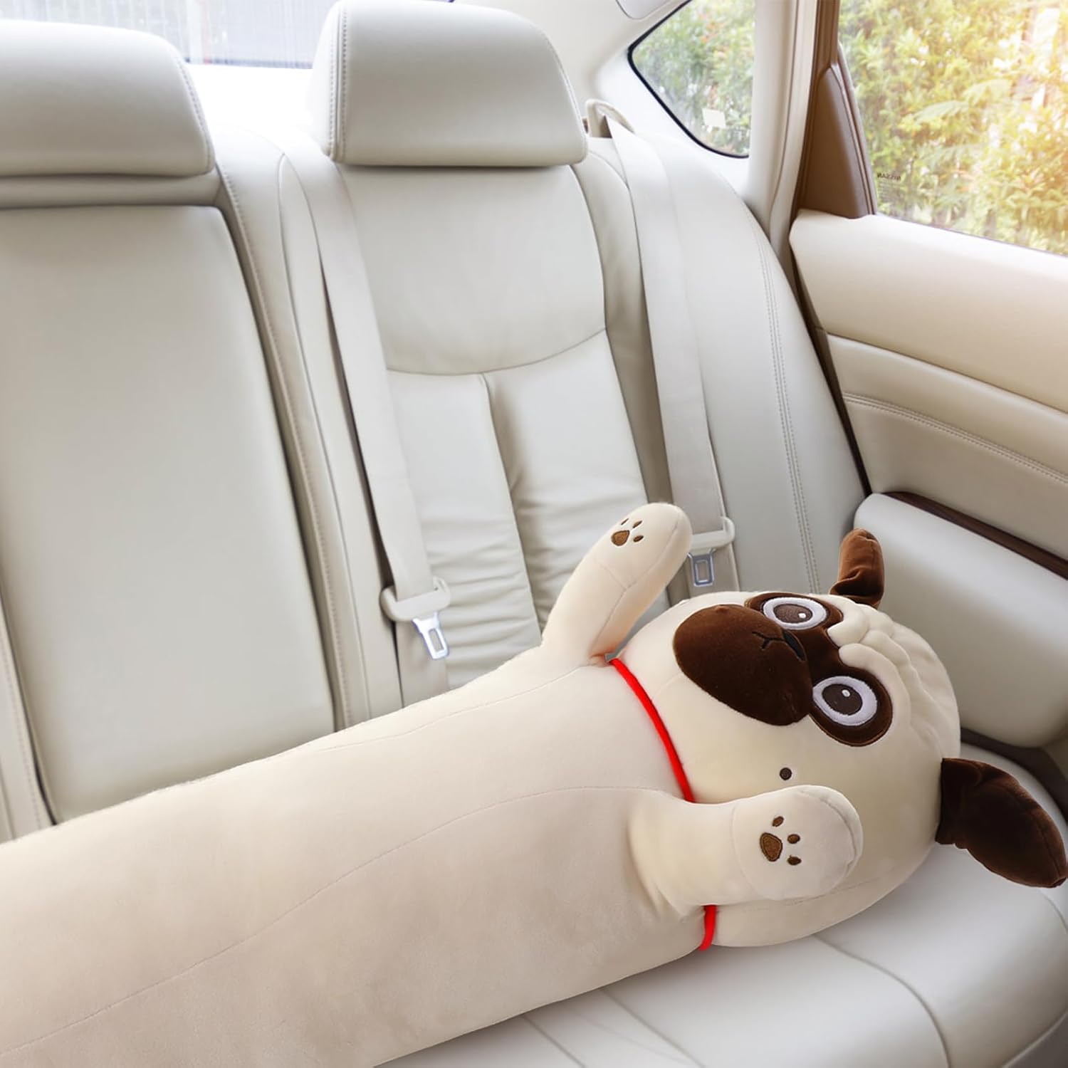 Karister Peluche de perro carlino gigante para niños de 43 pulgadas de largo, almohada corporal de felpa para cachorro, lindo regalo para amantes de