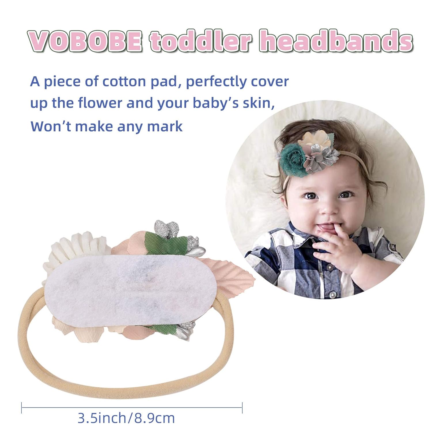 VOBOBE Diademas elásticas de nailon para bebé niña, lazos elásticos para el pelo para recién nacidos, accesorios para el cabello, paquete de 3