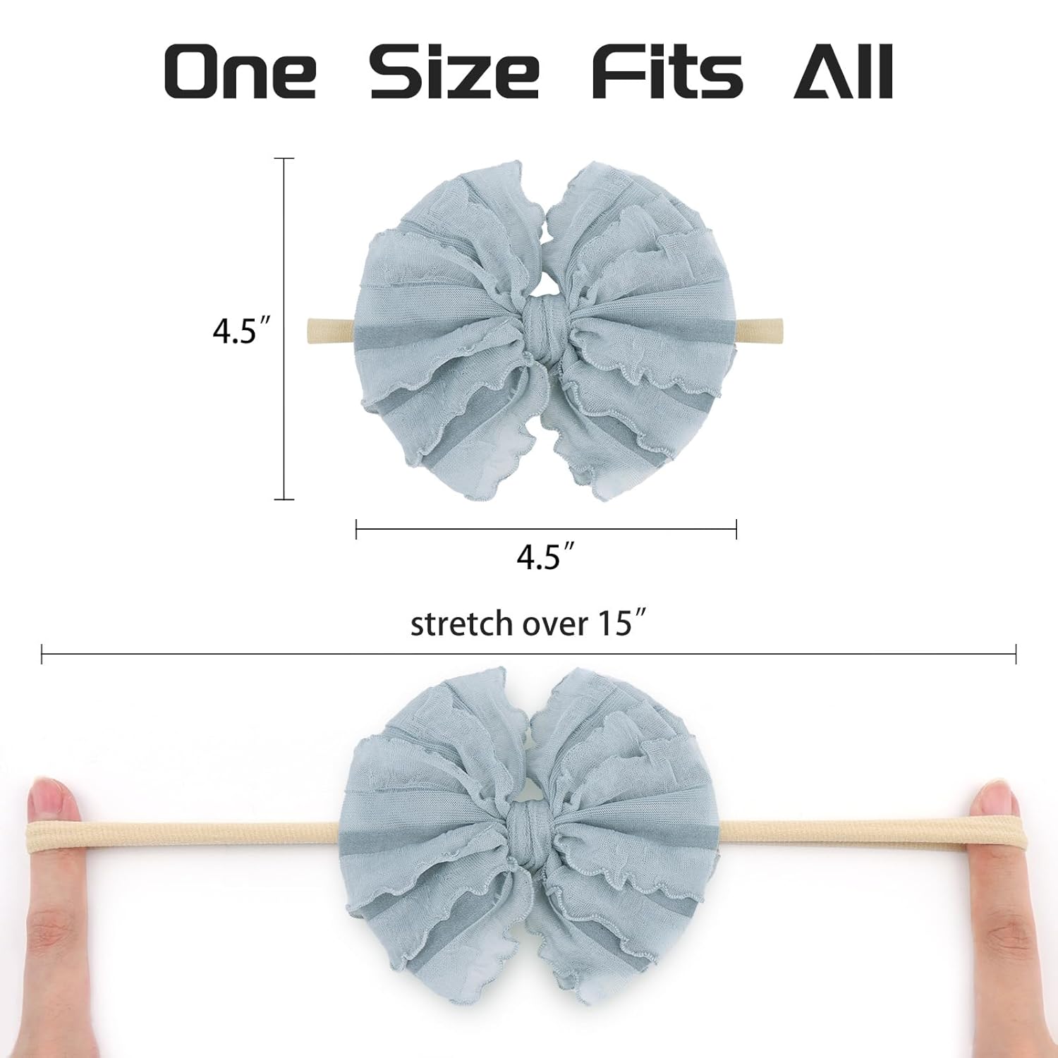 YanJie Diademas de encaje suave para recién nacidas, lazos elásticos de nailon con volantes, lazos hechos a mano, accesorios para el cabello para