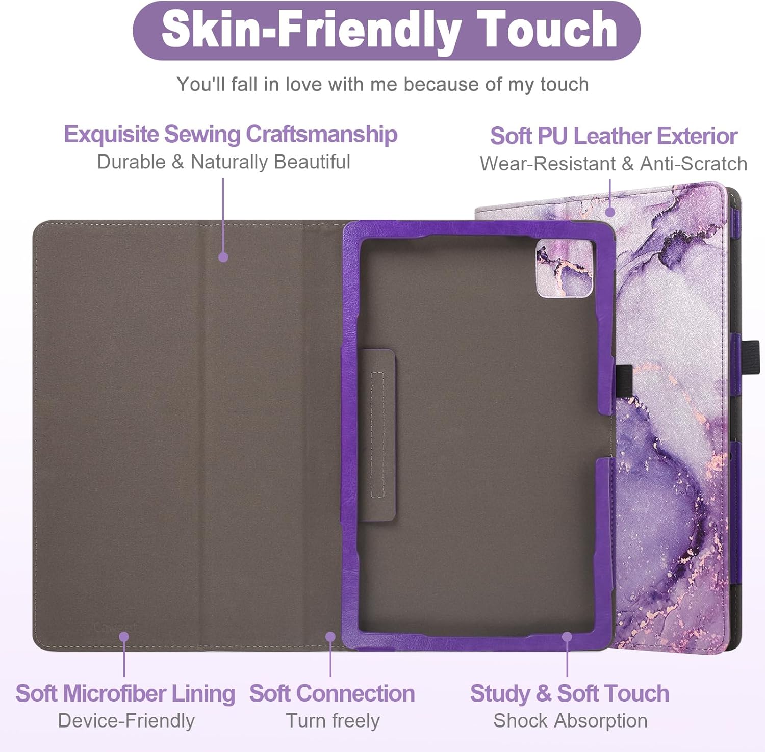 Caweet Funda para tablet T-Mobile Revvl Tab 5G – Funda protectora de cuero de primera calidad con función de apagado y encendido automático, mármol