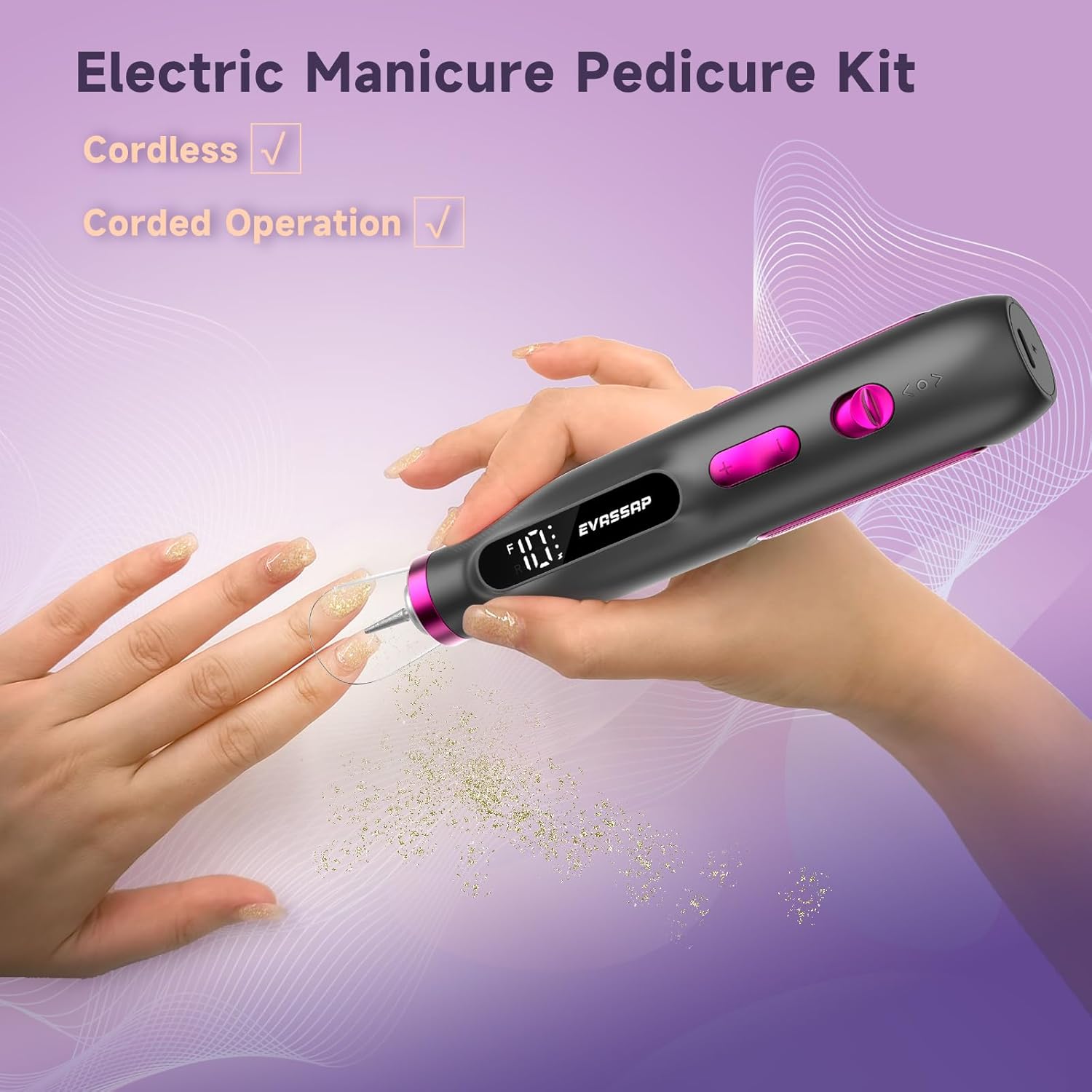 Taladro de uñas profesional, kit de lima de uñas eléctrica para uñas de gel acrílicas, herramientas eléctricas de manicura y pedicura, regalo de