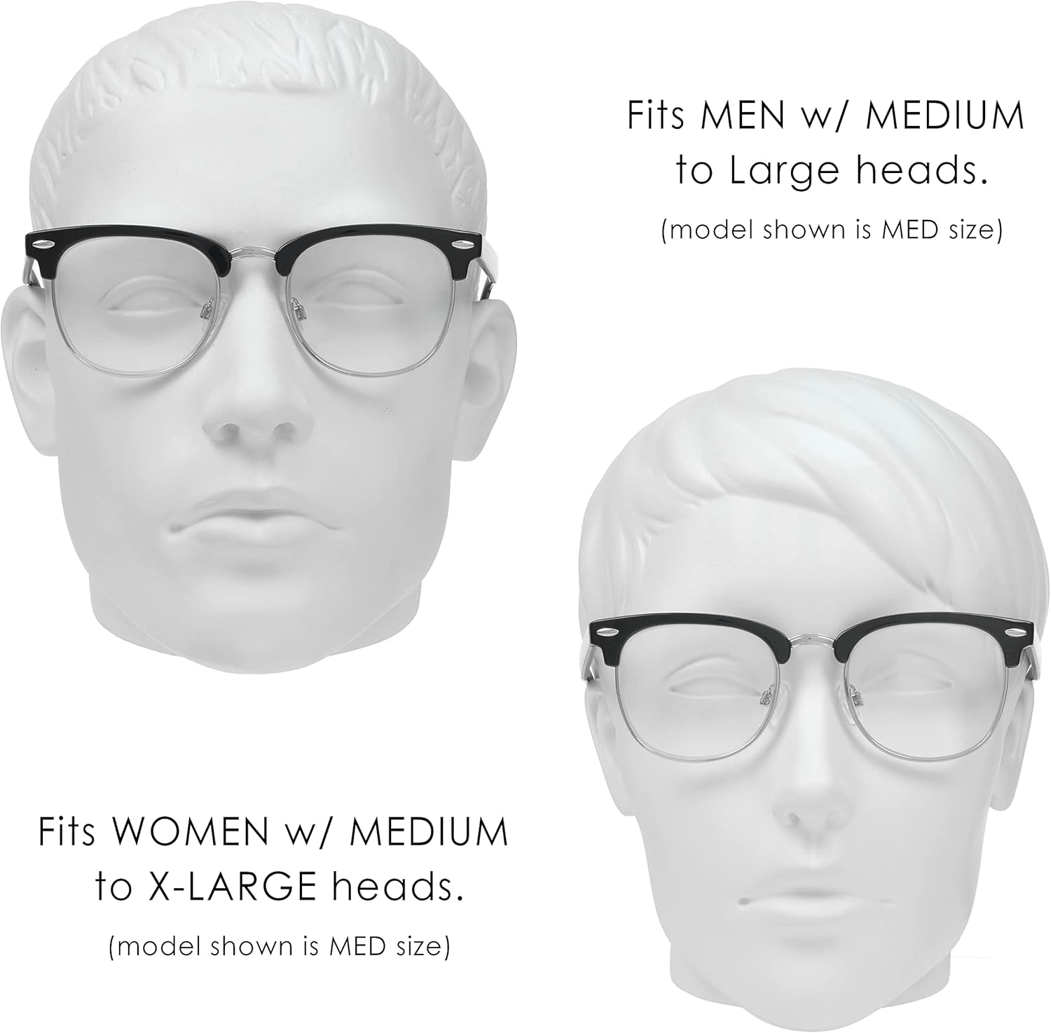 proSPORT Gafas de lectura con montura de cuerno, vintage, clásicas, semi sin montura para hombres y mujeres, 2 pares combinados