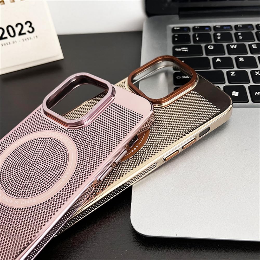Funda magnética de disipación de calor para iPhone 14 Pro Max compatible con Magsafe delgada y dura carga inalámbrica galvanizada (para iPhone 14