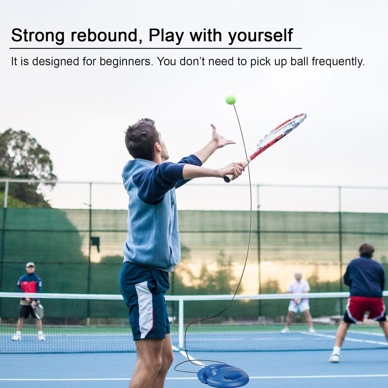 Juego de pelotas de rebote de entrenamiento de tenis, herramienta portátil de entrenamiento de tenis, kit de rebote para práctica de tenis solo, una