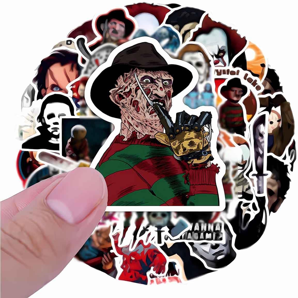 200 calcomanías de terror, vinilo impermeable para laptop, calcomanías para botellas de agua, decoración temática de película de terror, calcomanías