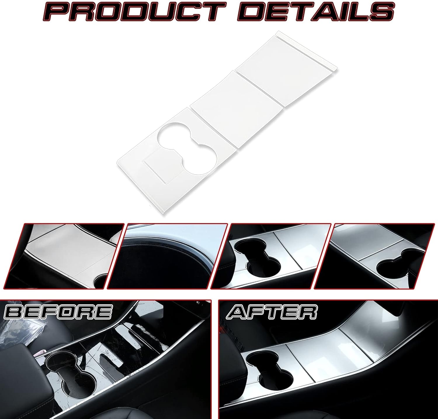 Xotic Tech – Juego de accesorios para volante, color blanco brillante, para consola central, palanca de cambios, accesorios para volante, compatible