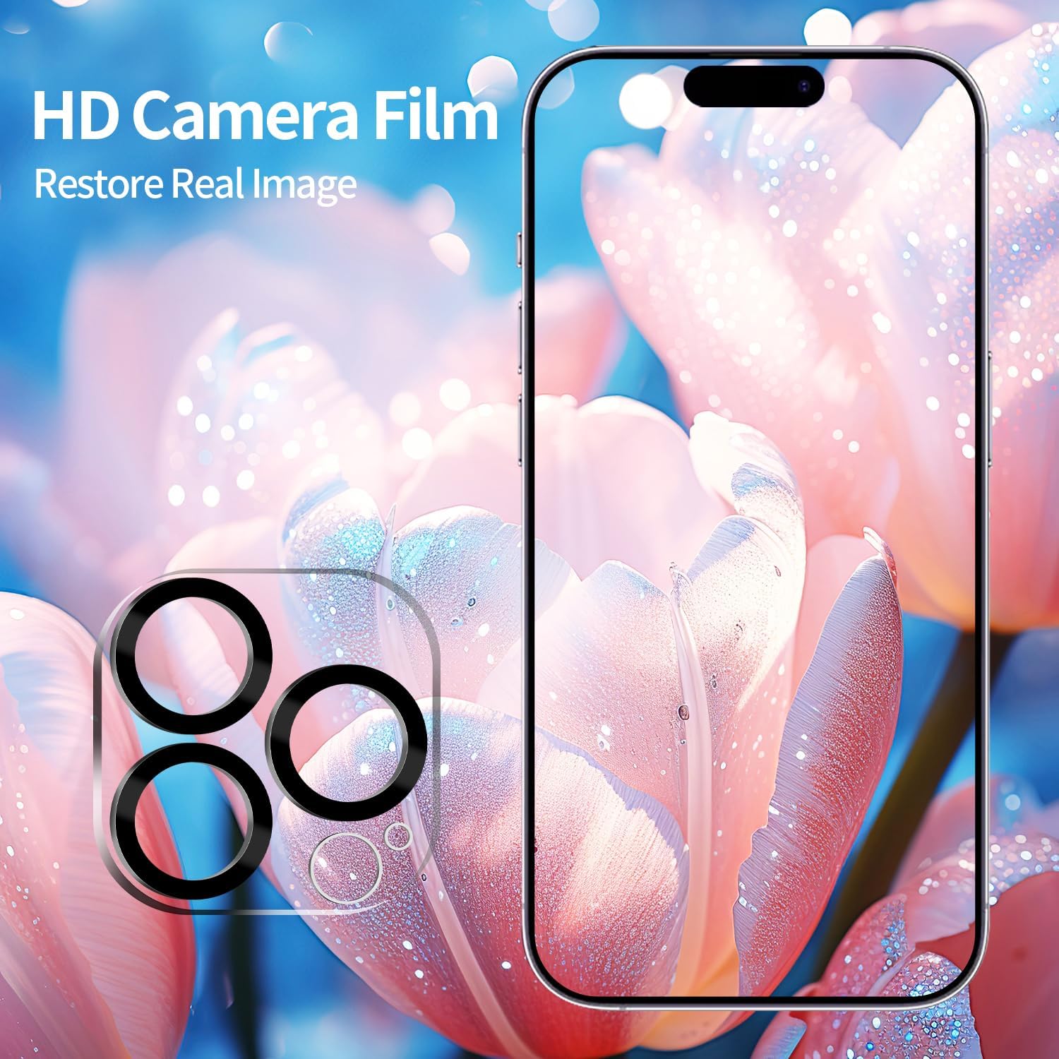 Pehael Paquete de 2+2 Protector de pantalla de privacidad para iPhone 15 Pro Max con protector de lente de cámara, cobertura completa, película de