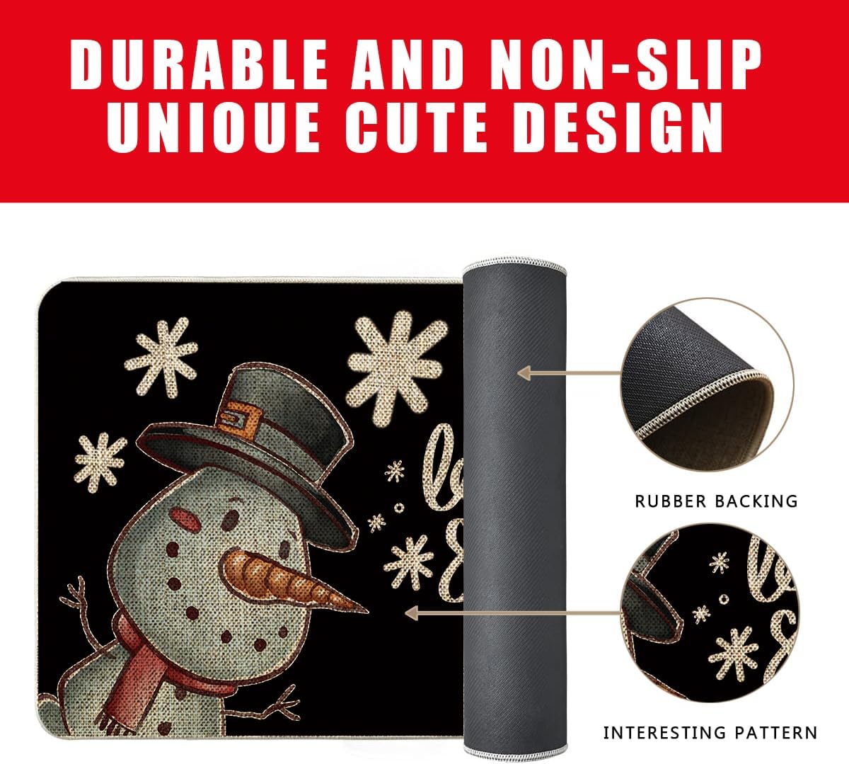 GAGEC Tapete de Navidad para puerta de exterior, tapete de entrada con muñeco de nieve, tapete de entrada de invierno, decoración de casa de campo,