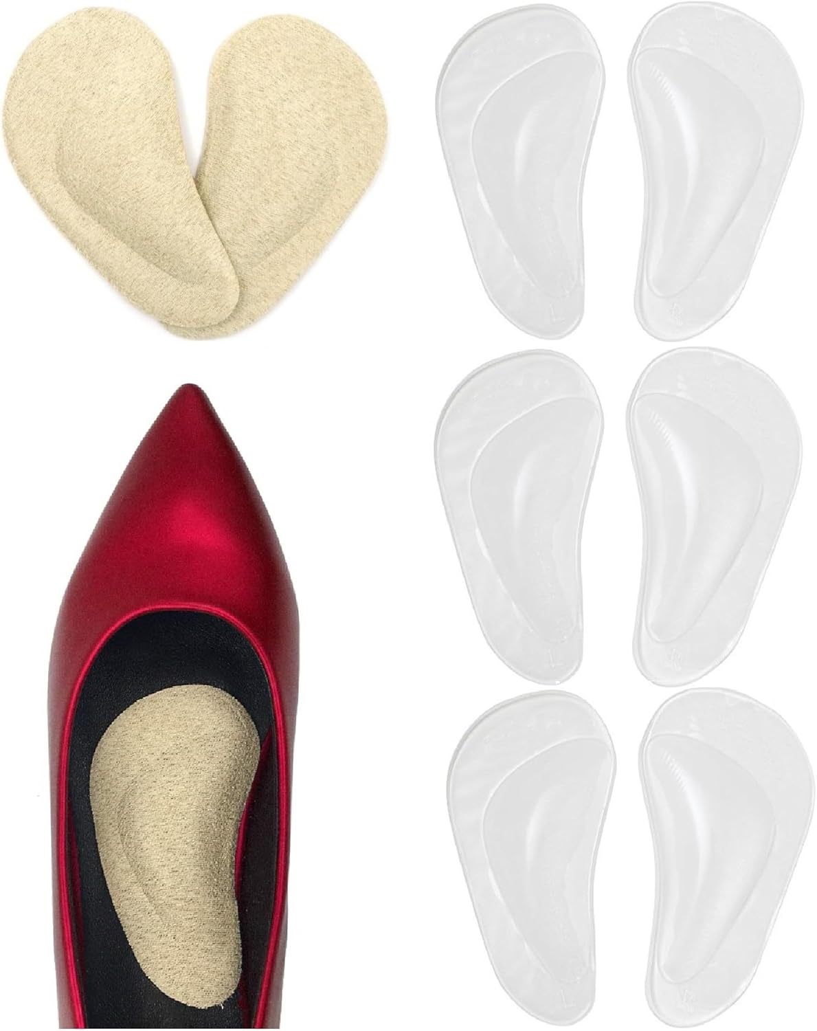 Plantillas de zapatos con soporte de arco para pies planos, almohadilla adhesiva para aliviar la presión y el dolor de pies, cojines de soporte de