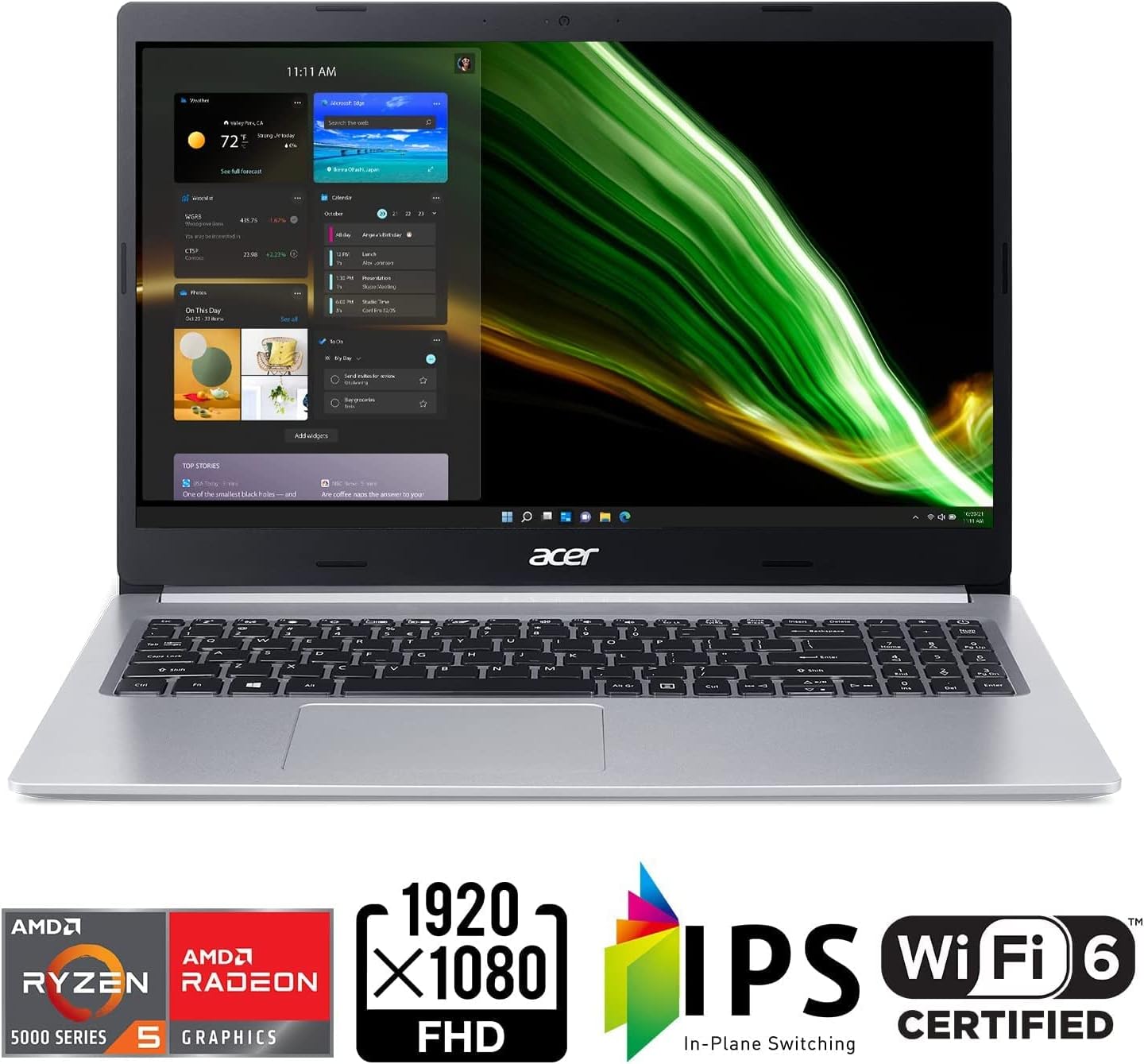 acer Laptop 2022  Aspire 5 A515  15.6 pulgadas FHD 1920 x 1080 retroiluminación LED  AMD Ryzen 5 5500U 6-Core  8GB DDR4  512GB SSD  Windows 10 Pro