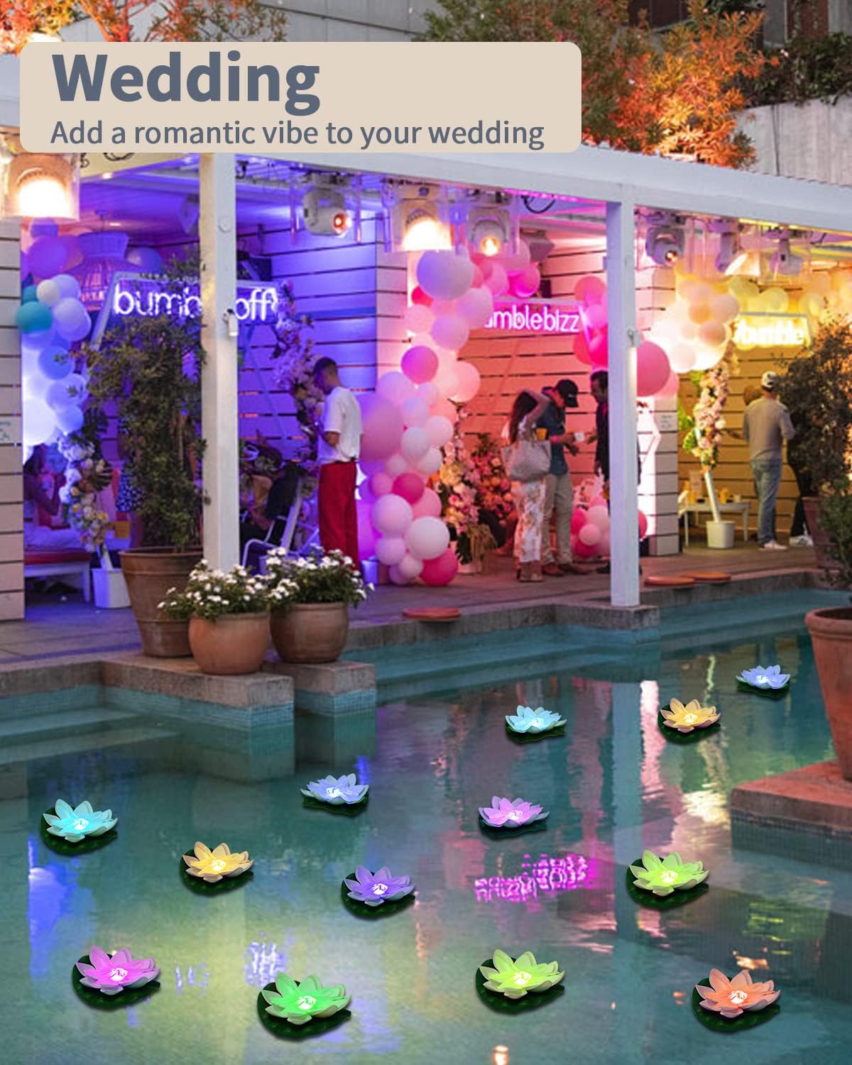 Loguide – Flor de loto impermeable con luz LED a la moda de luciérnagas, única, cambia el color de la flor, lámpara de noche de jardín de la casa,
