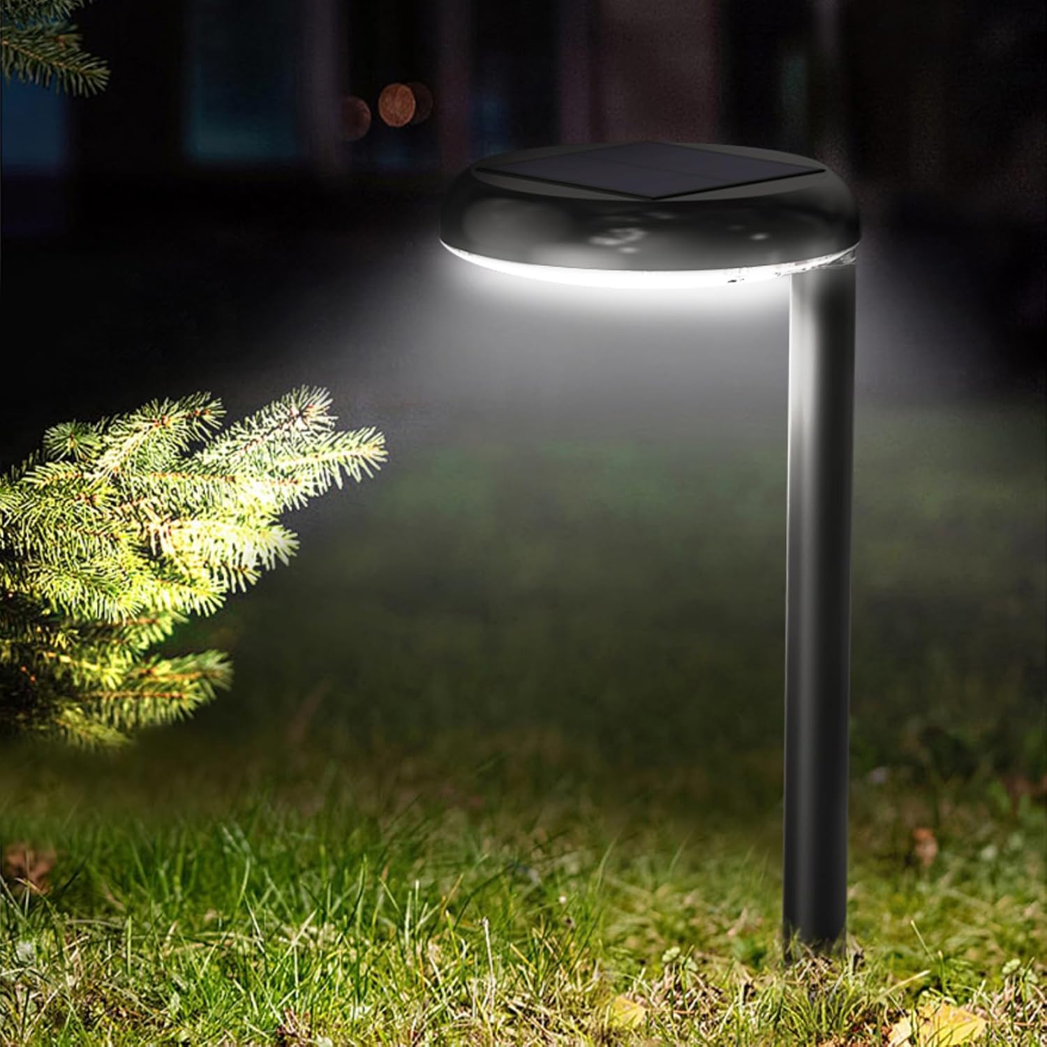 Luces solares para camino superbrillantes de 300 lúmenes con 2 en 1 blanco cálido y color de luz diurna, luces solares para camino, acera, entrada,