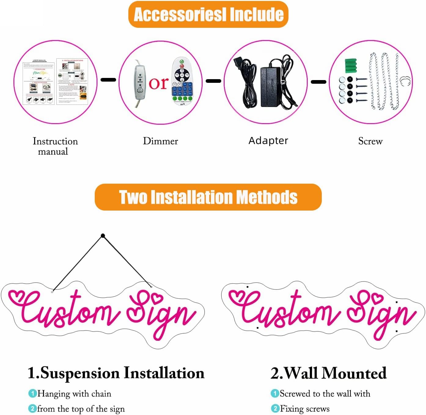 HUMPBACK Letreros de luces de neón personalizados para decoración de pared, letreros de neón LED regulables personalizables, letrero de nombre