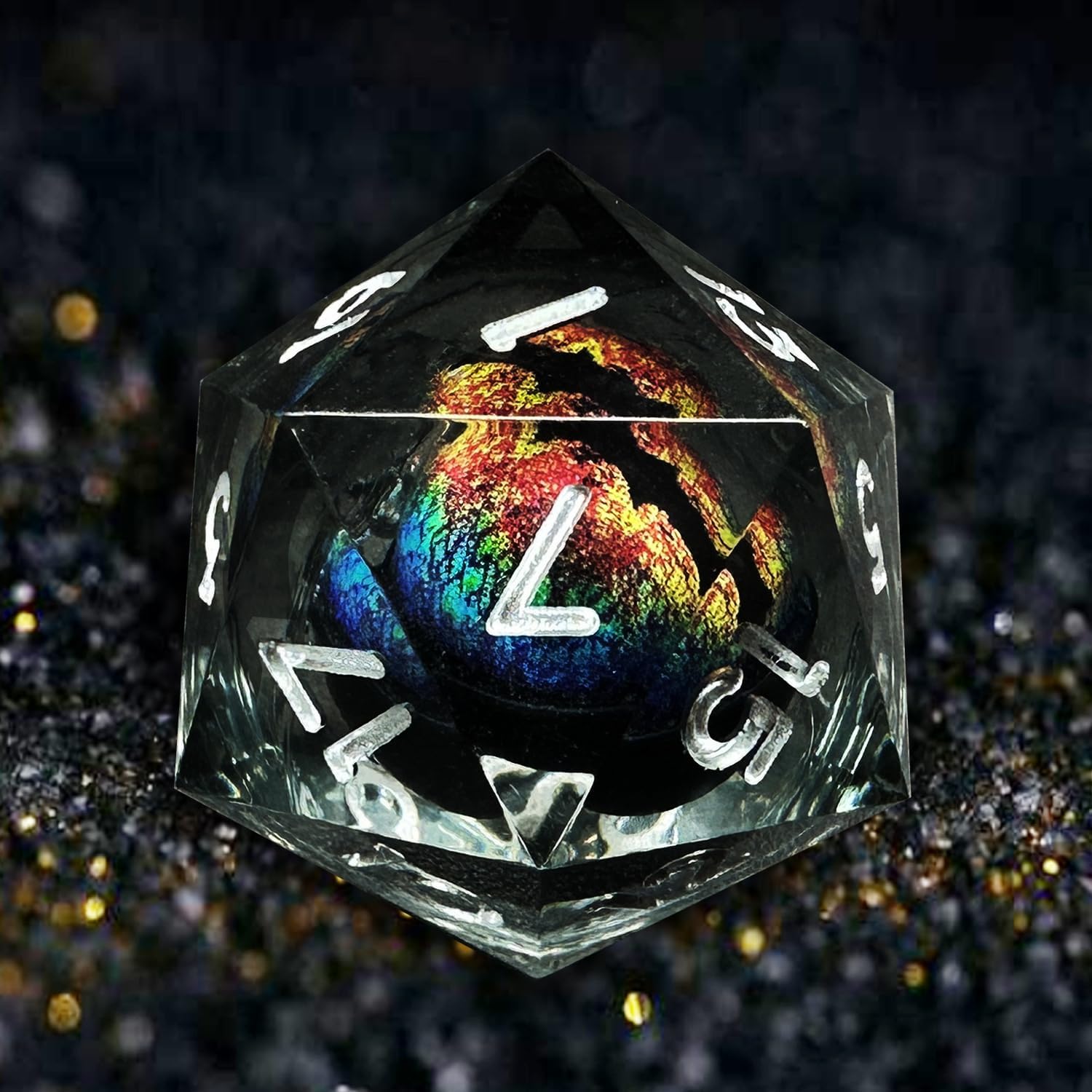 HAOMEJA D&D – Juego de dados de resina de ojo de dragón DND, 7 piezas de dados de resina de borde afilado con bolsa de ojo de dragón, dados