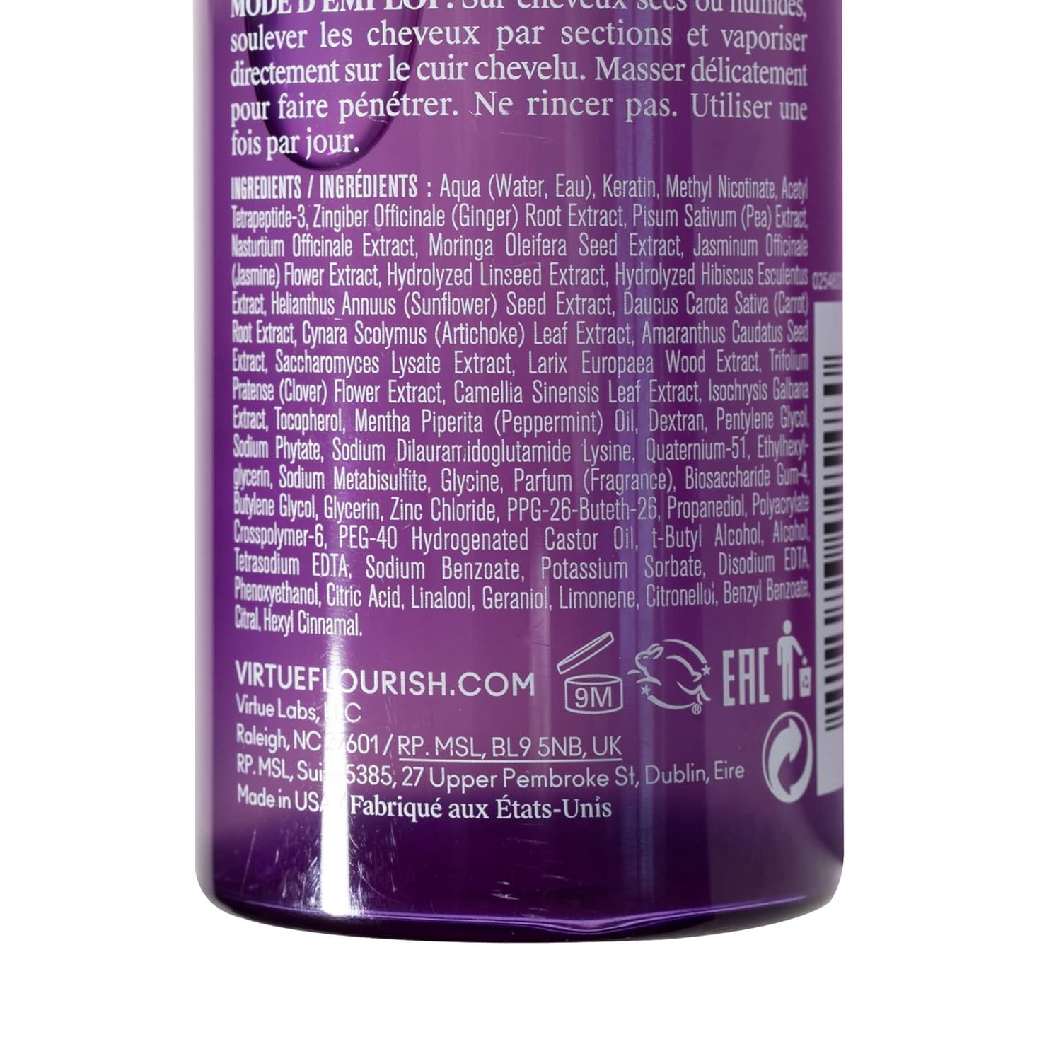 Virtue Spray de refuerzo de densidad Flourish para adelgazar el crecimiento del cabello