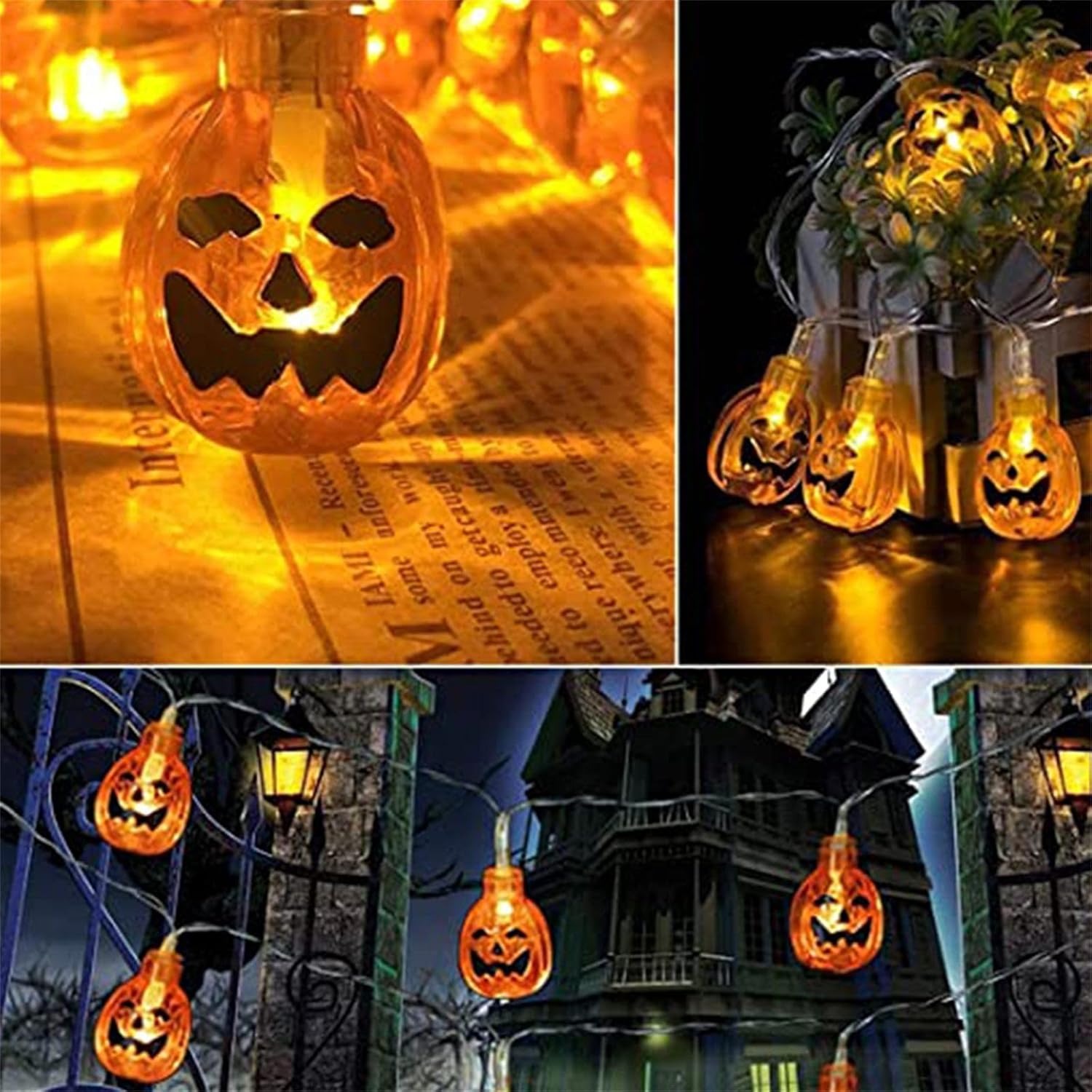 Luces de Halloween, decoraciones de Halloween, luces LED de fantasma, calabaza para decoración de Halloween, interiores y exteriores, fiesta de