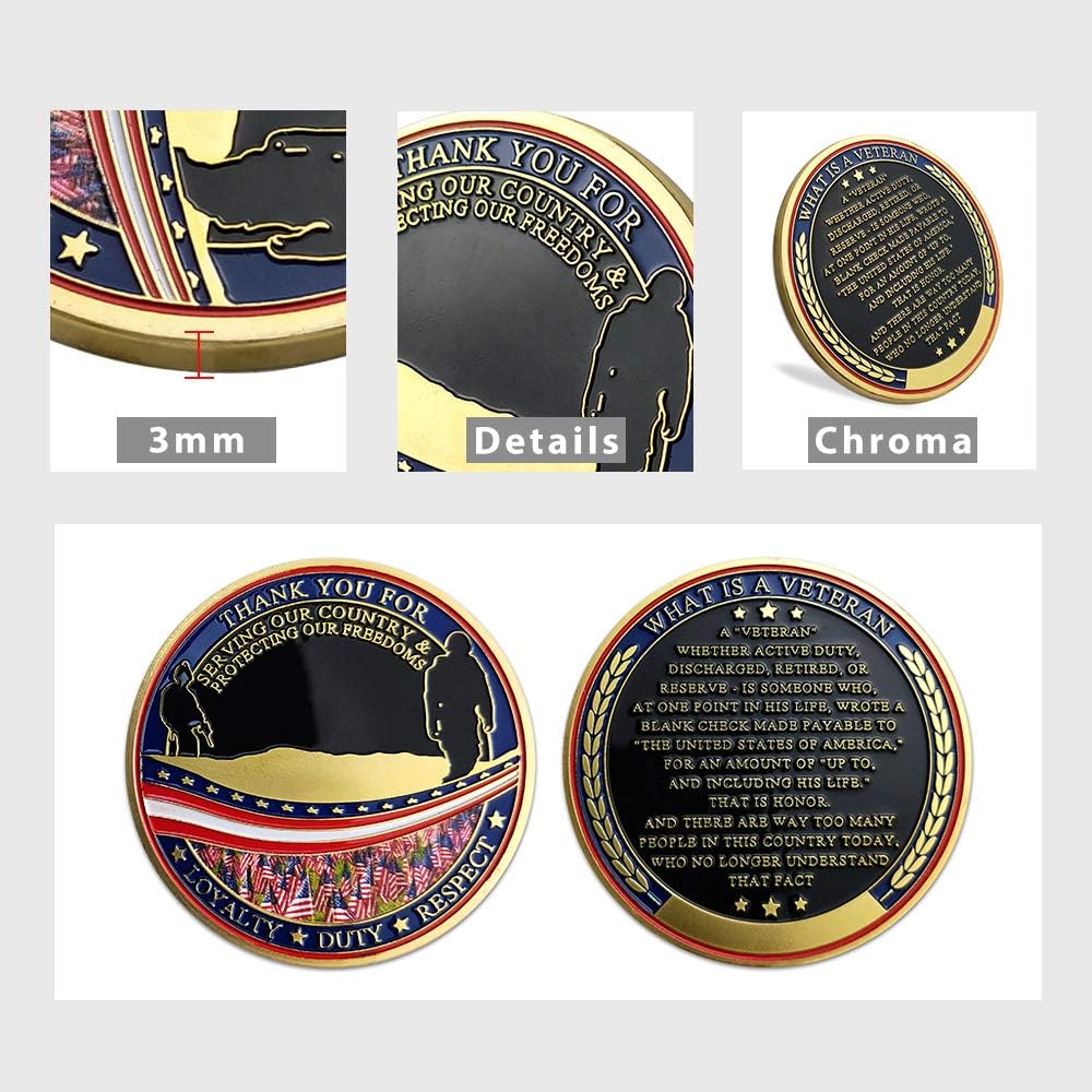 Moneda de desafío militar Veteranos militares Gracias por servir a nuestro país