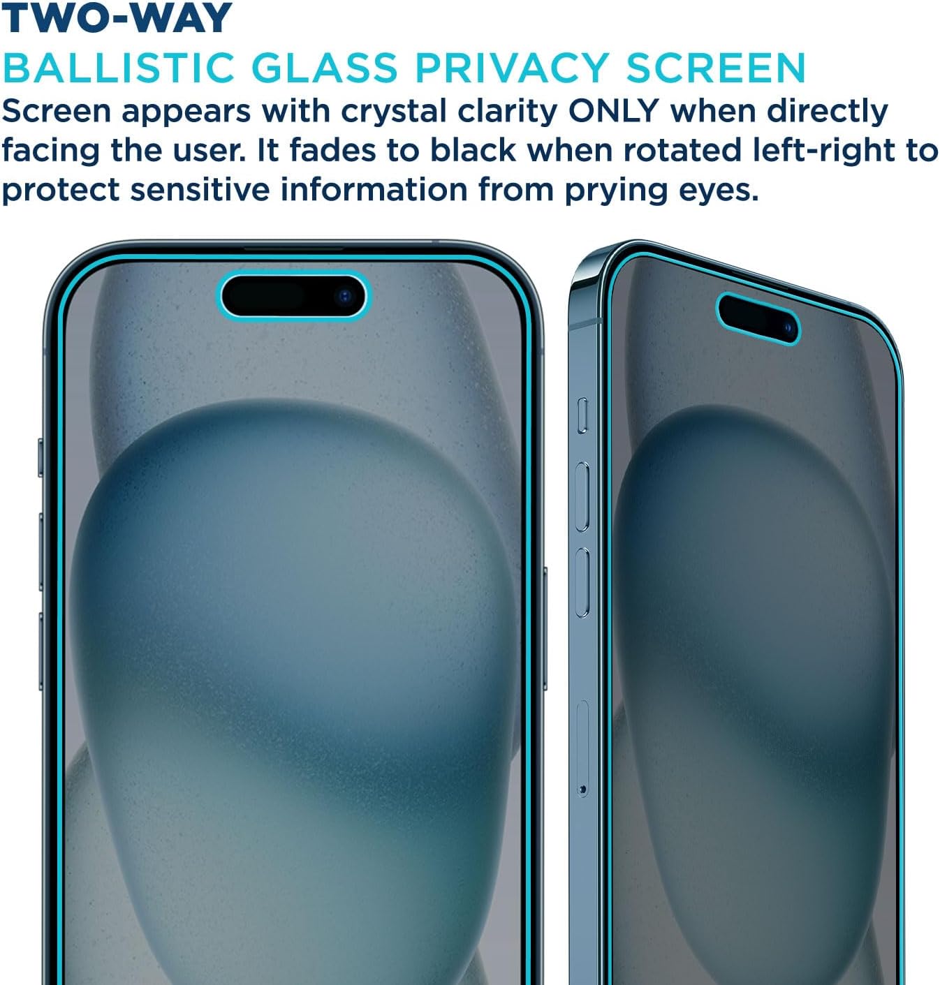 Tech Armor Protector de pantalla de privacidad para iPhone 15 Plus de 6.7 pulgadas, vidrio templado balístico, antiespía, compatible con fundas,