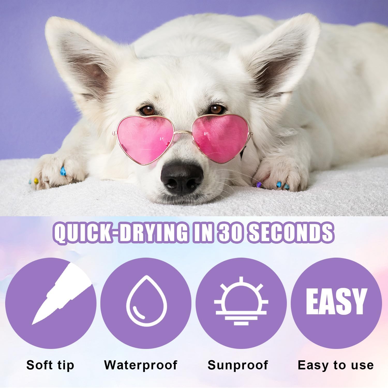 Bolígrafos de esmalte de uñas para perros, secado rápido, 12 colores seguros para perros, juego de esmaltes de uñas acrílicas, marcadores de pintura