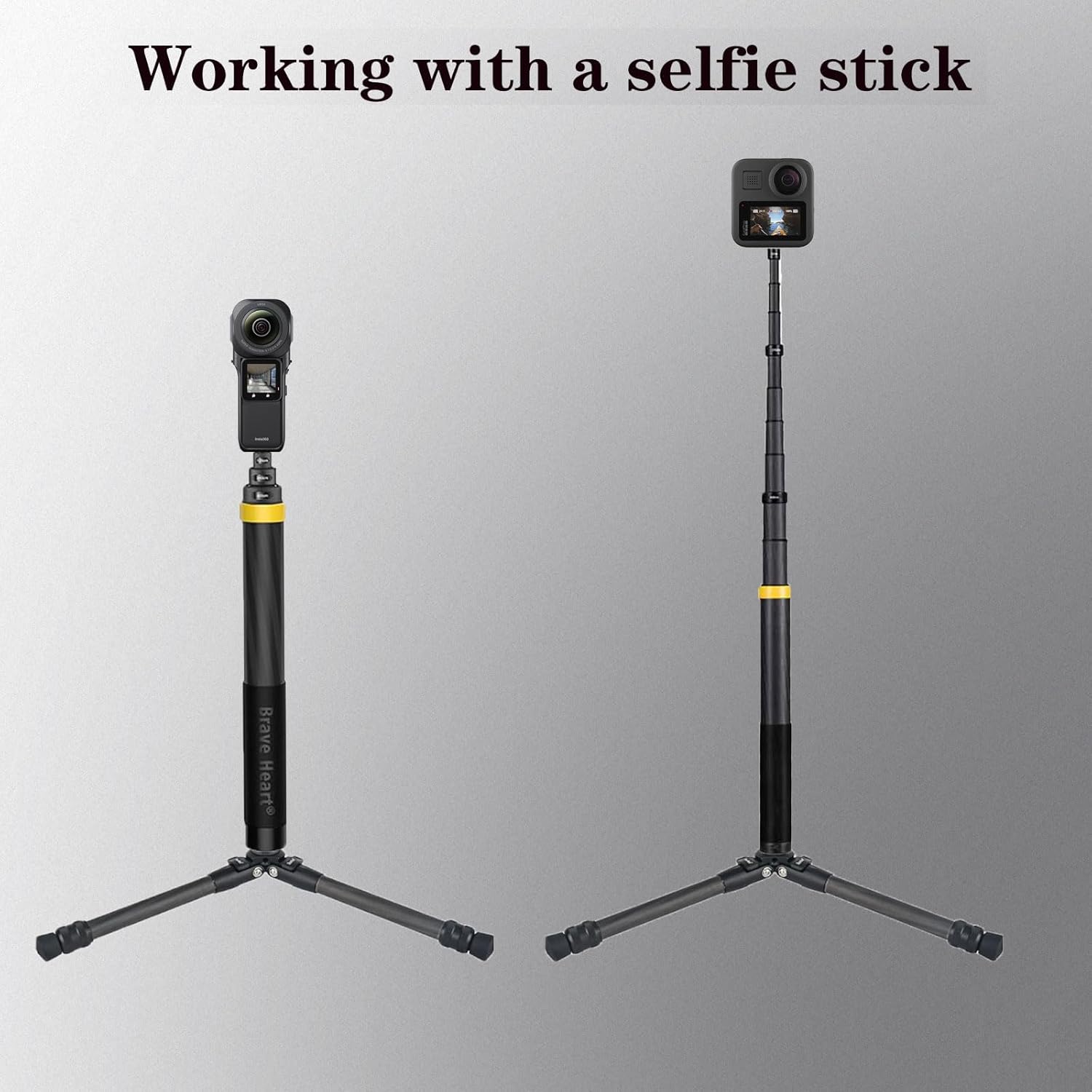 Universal Mini Portable Holder Trípode de fibra de carbono para insta360 Insta 360 one X3 X2 X RS R Gopro Go Pro Hero 12 11 10 9 8 7 6 5 4 3 y DJI
