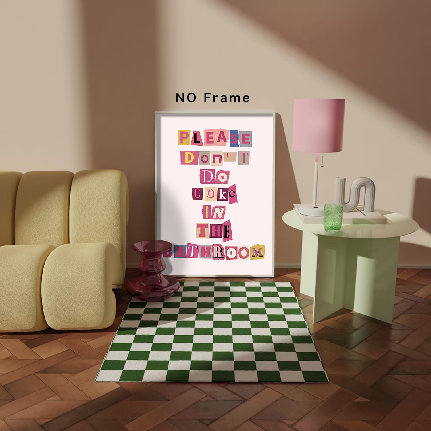 Póster de citas de refranes de baño de moda, texto colorido con texto en inglés Please Dont Do Coke In The Bath, impresiones artísticas de pared de