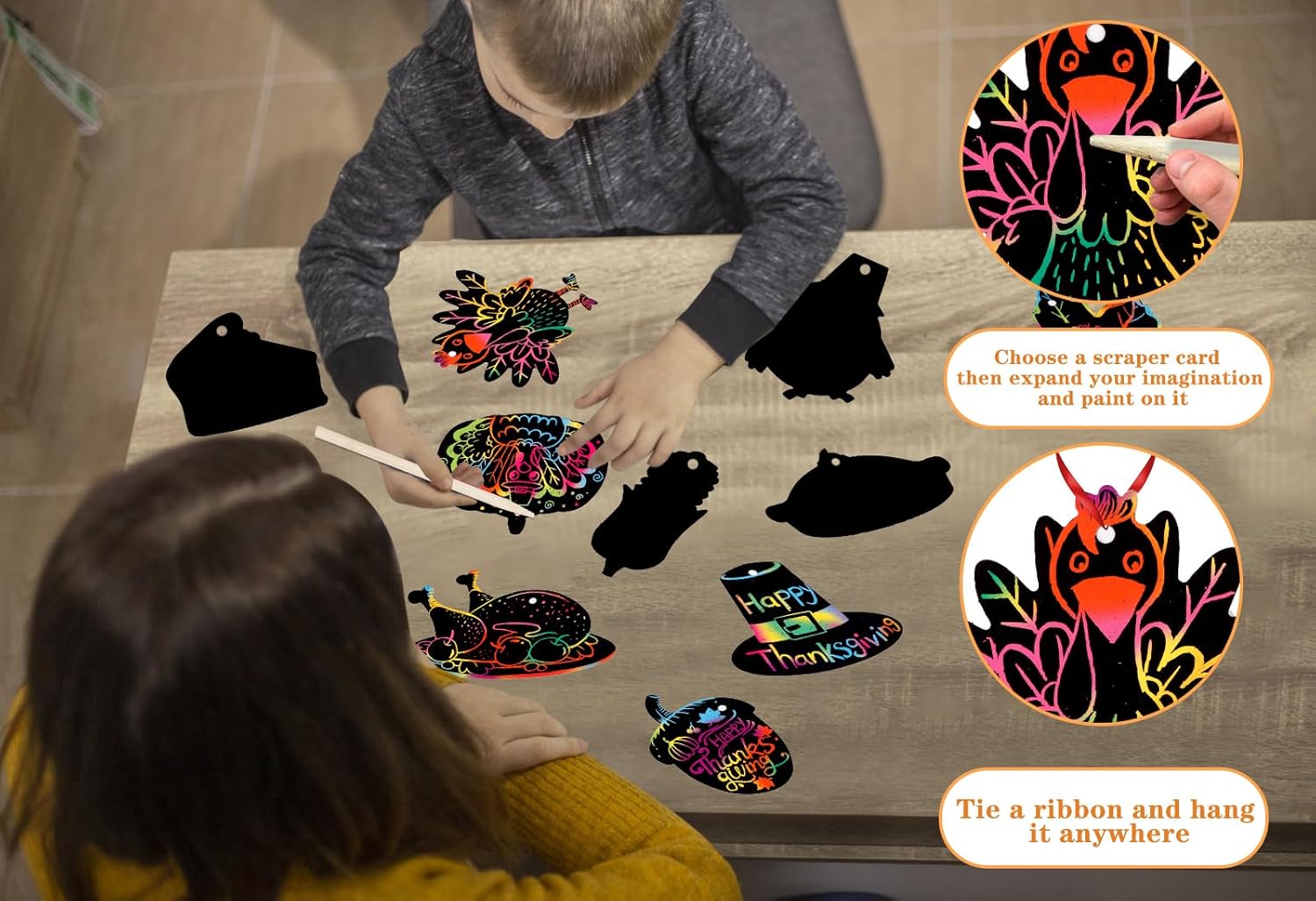 D24TIME Arte de Acción de Gracias, arco iris, papel de otoño para niños, 24 piezas de actividades de Acción de Gracias, manualidades, calabaza,