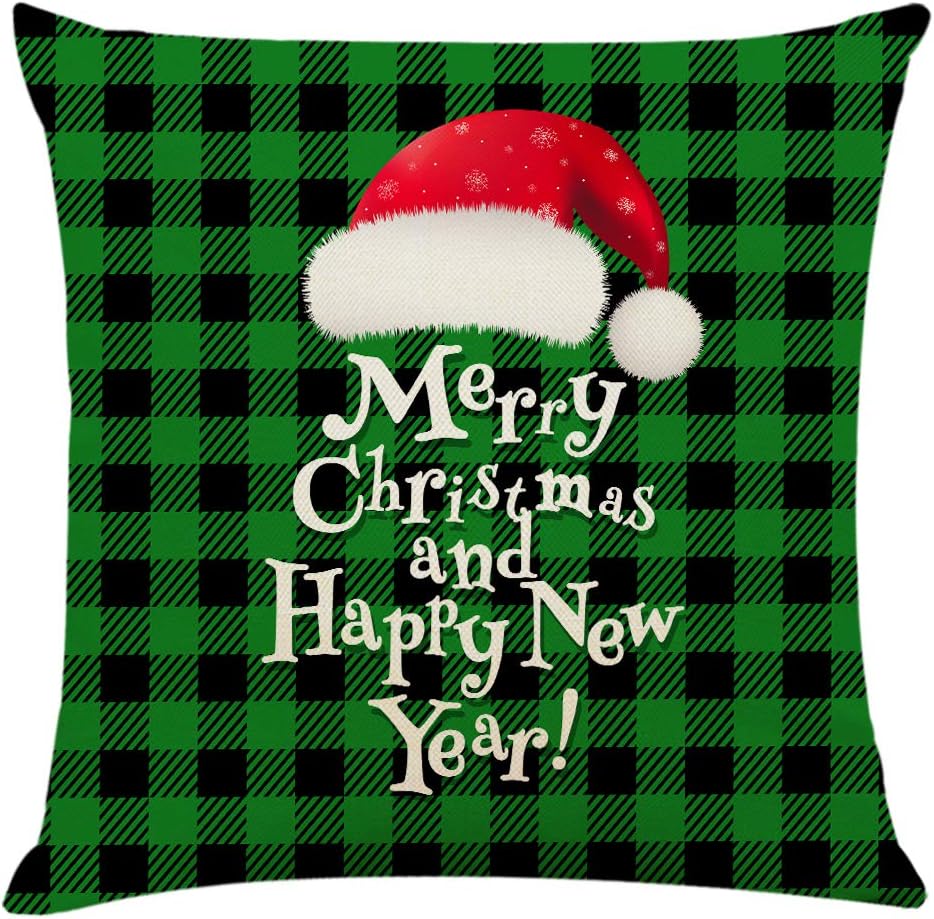 Ogrmar 4 fundas de almohada cuadradas de 18 x 18 pulgadas, fundas de almohada decorativas de Navidad para sofá, cama y automóvil (Navidad-G)