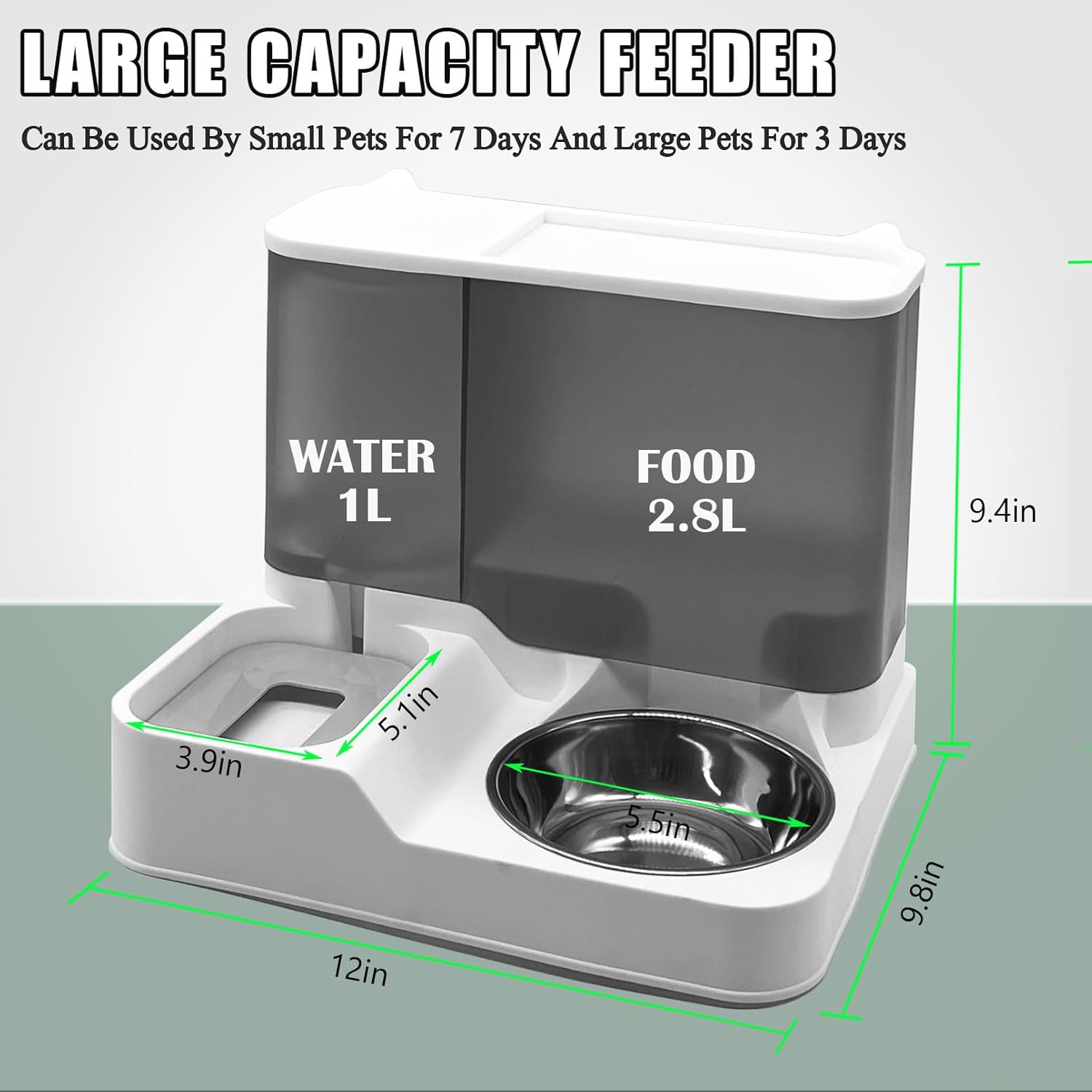 kathson Juego de dispensador automático de comida y agua todo en uno para gatos, alimentador por gravedad para gatos con cuenco de acero inoxidable,