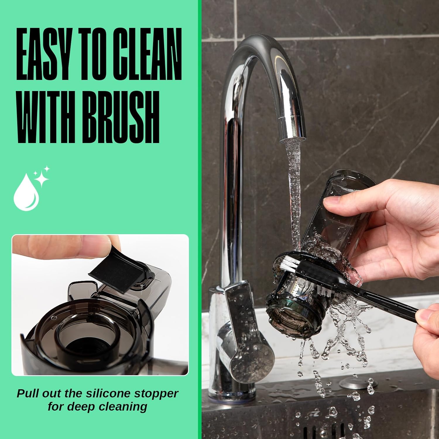 Ventray Essential Ginnie – Exprimidor compacto de prensa en frío, exprimidor lento con velocidad baja de 60 rpm, fácil de limpiar y denso en